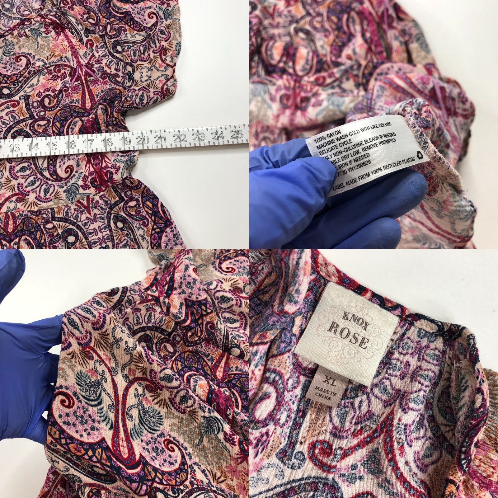 Vintage VINTAGE Knox Rose Blouse Tunic Top Sleeveless V-Neck Pink Geometric Pattern XL Women Mens None Size XL / US 12-14 / IT 48-50 - 8 Thumbnail