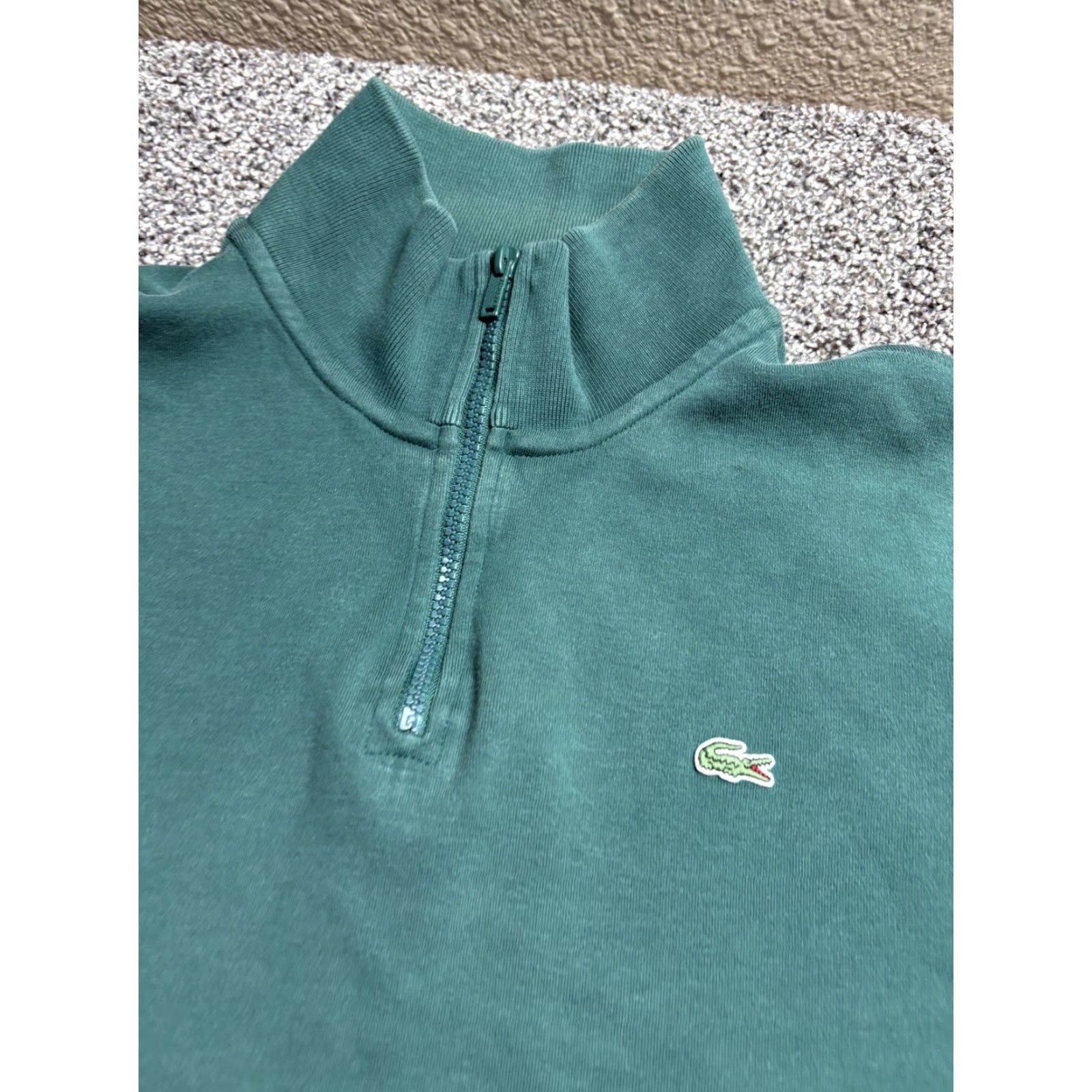 Lacoste Lacoste 1/4 Zip Sweater Mens Large Green Mock Neck Cotton Croc Pullover Size US L / EU 52-54 / 3 - 2 Thumbnail