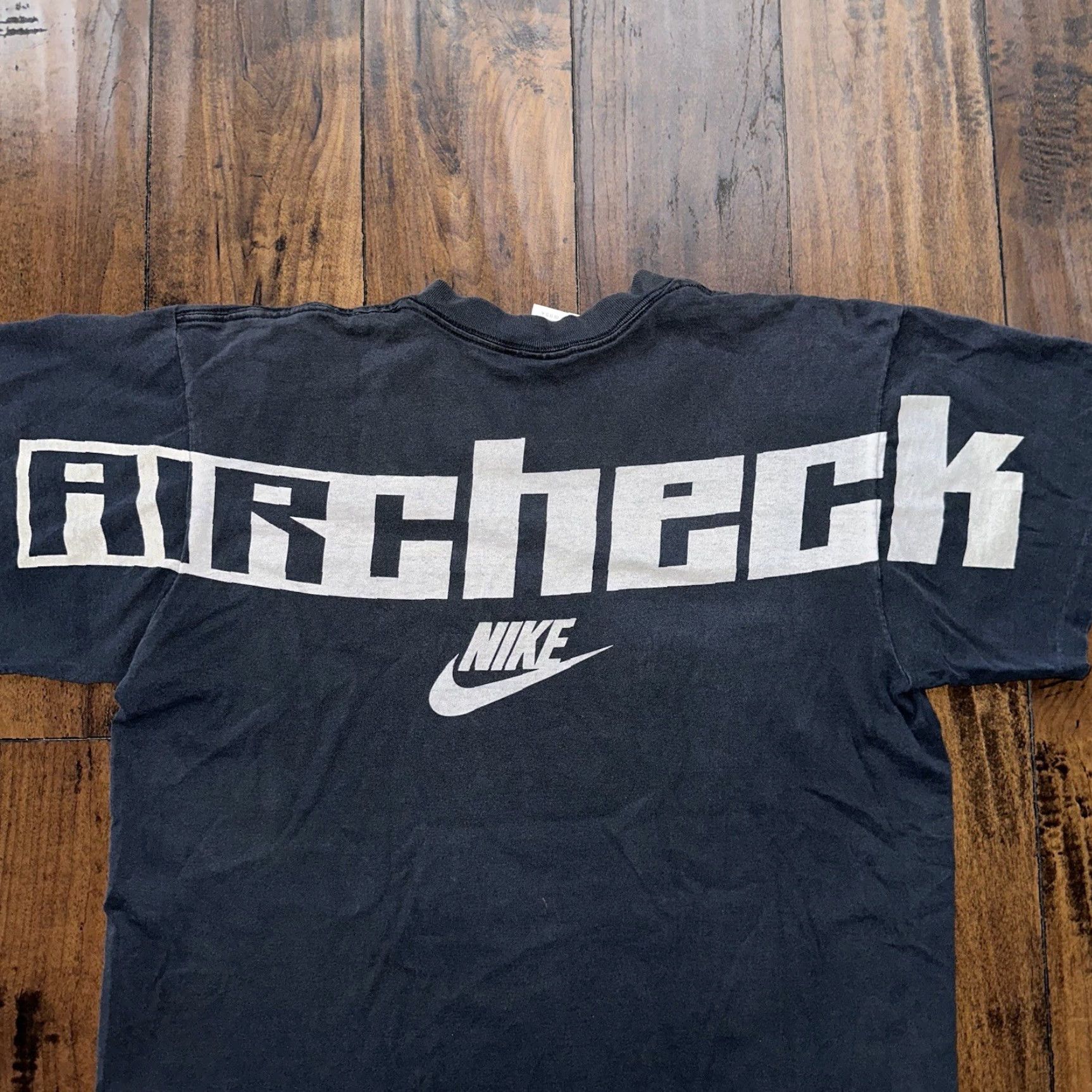 Nike VINTAGE Nike T-Shirt Mens XL AIR CHECK 90s Graphic USA Black Cotton Crew Neck Sportswear Mens XL T-Shirt Size US XL / EU 56 / 4 - 2 Thumbnail
