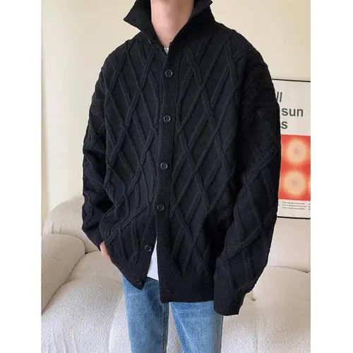VIBE Black Knit Cardigan Sweater Size US L / EU 52-54 / 3 - 1 Thumbnail