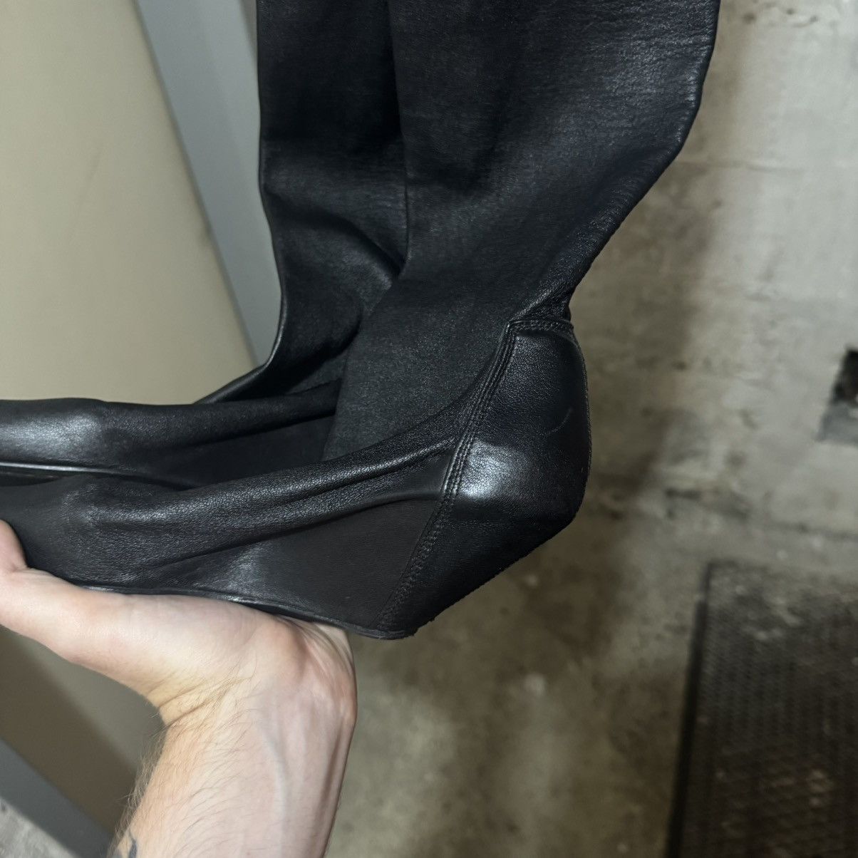 Rick Owens Rick owens lamb leather wedge boots socks long black Size US 7 / IT 37 - 7 Thumbnail