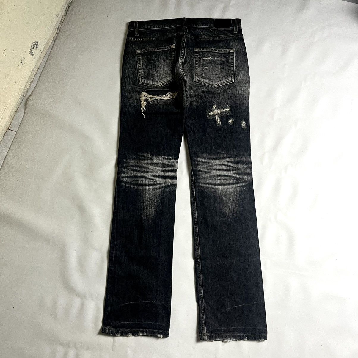 JACKROSE 2000s- Jackrose Faded Black Clawmark Crash Denim Size US 31 - 5 Thumbnail