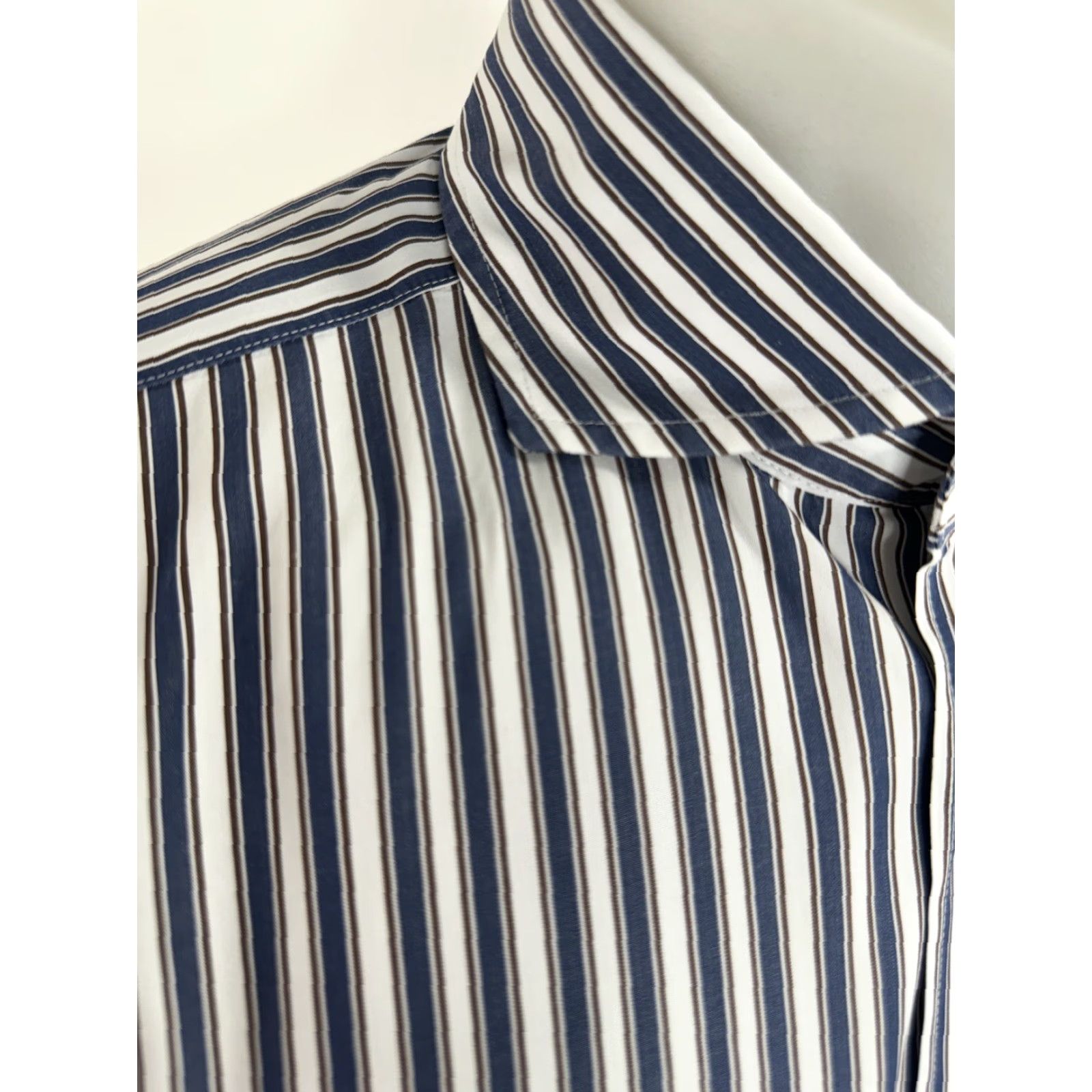 Suitsupply SUIT SUPPLY Striped Dress Shirt 42 Blue White Brown Cotton EXCELLENT Mens Shirts 42" Regular XS? Size US XL / EU 56 / 4 - 2 Thumbnail