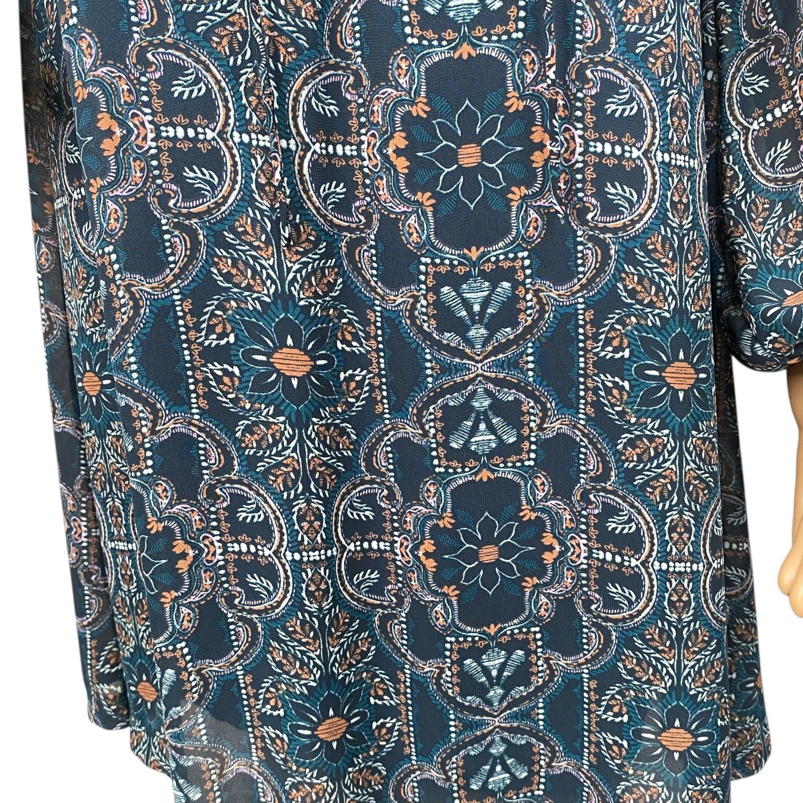 Neiman Marcus Suncoo Paris Teal Boho Ruffle Lace Up Shift Dress SZ XS Size XS / US 0-2 / IT 36-38 - 4 Thumbnail
