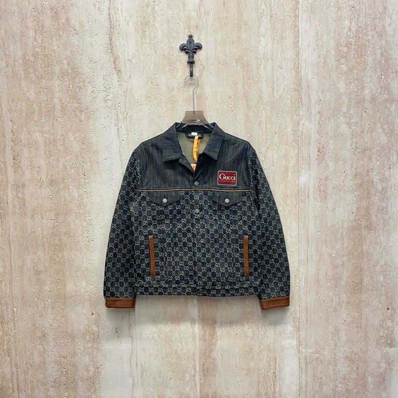 Gucci Gucci Brown and black old flower full logo denim jacket 250 Size US S / EU 44-46 / 1 - 1 Thumbnail