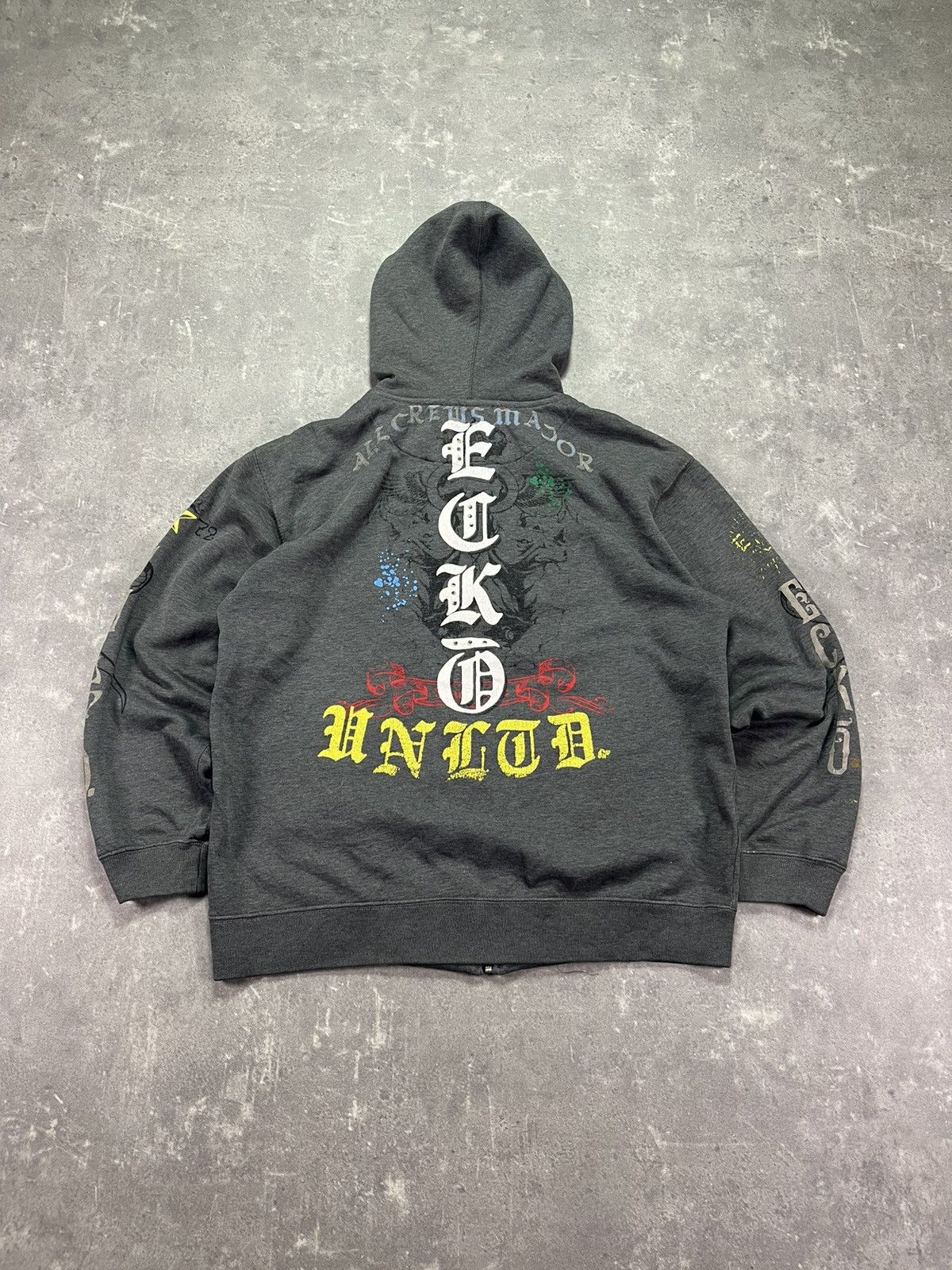 Ecko Unltd. 2000s Ecko Unltd. Distressed Faded Printed Y2K Zip Hoodie L Size US L / EU 52-54 / 3 - 2 Thumbnail