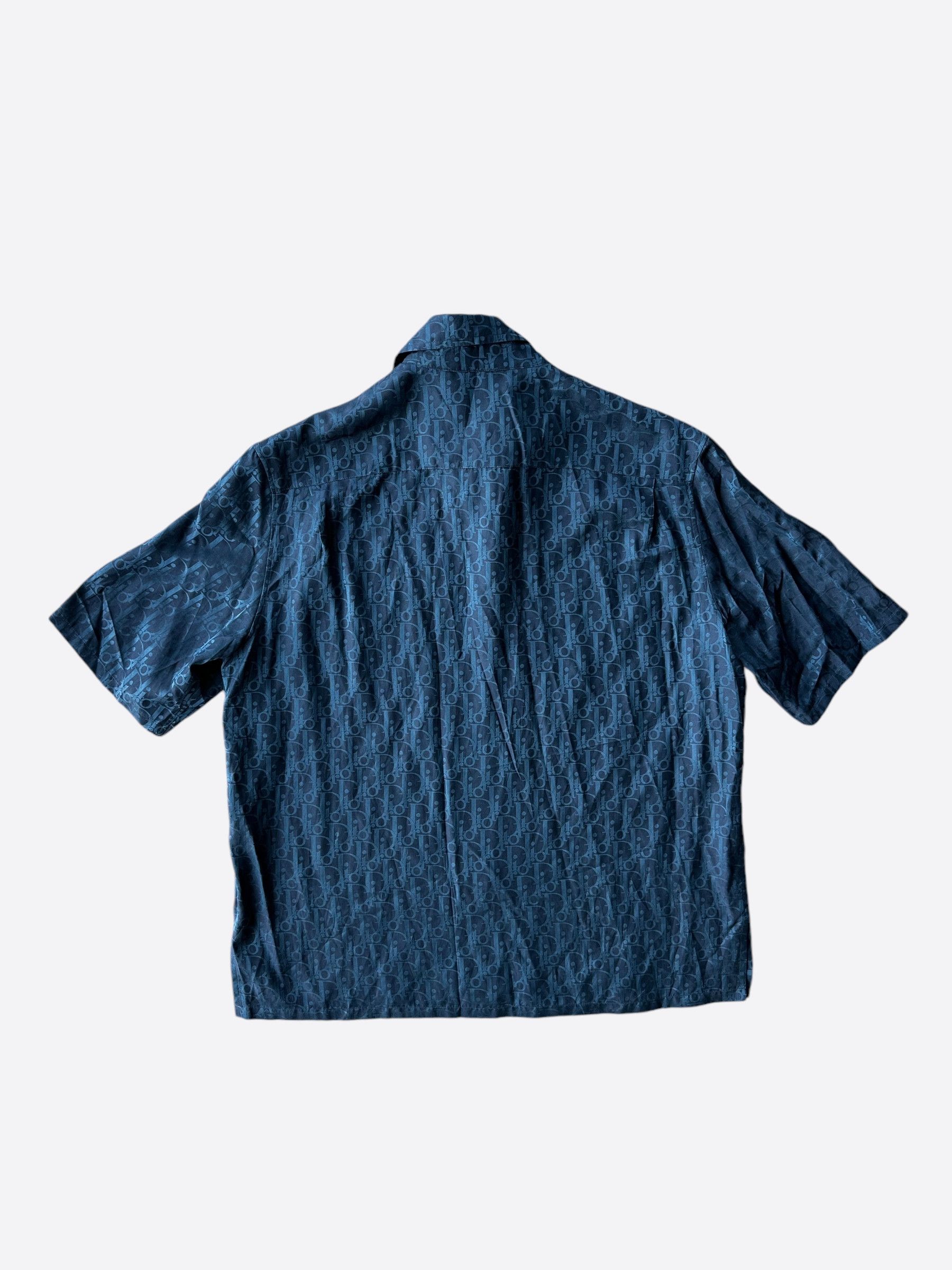 Dior Dior Blue Oblique Silk Button Up Shirt Size US M / EU 48-50 / 2 - 2 Thumbnail