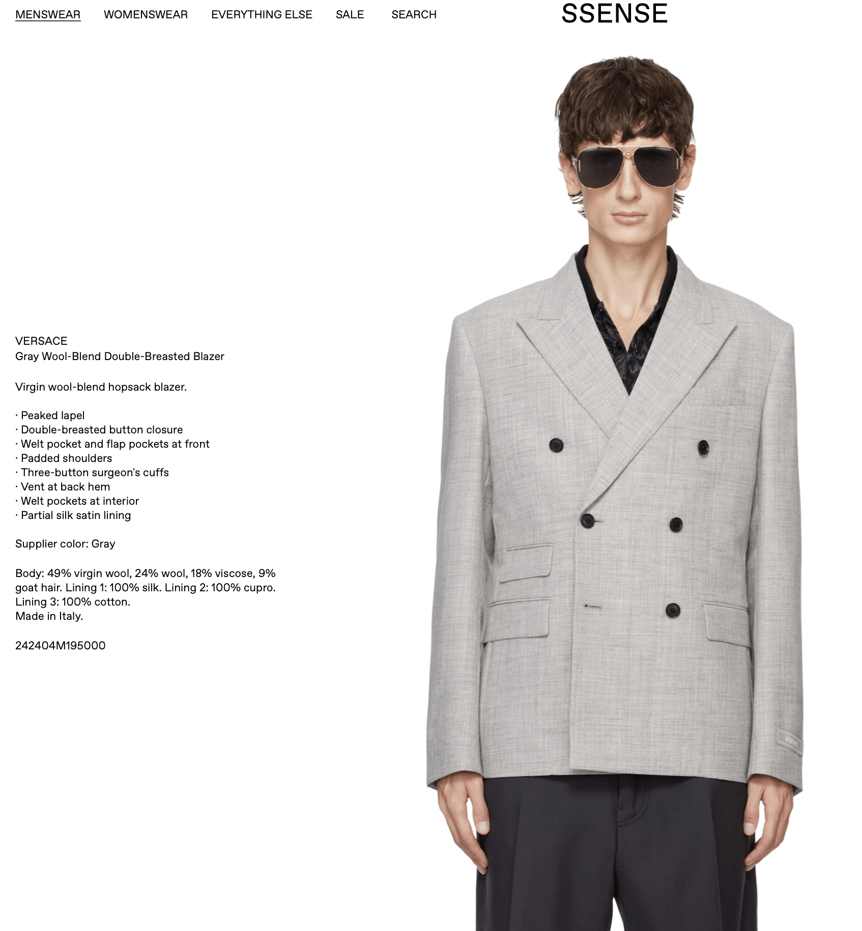 Versace AUTHENTIC VERSACE SUIT Gray Wool-Blend Double-Breasted Size 38R - 14 Thumbnail