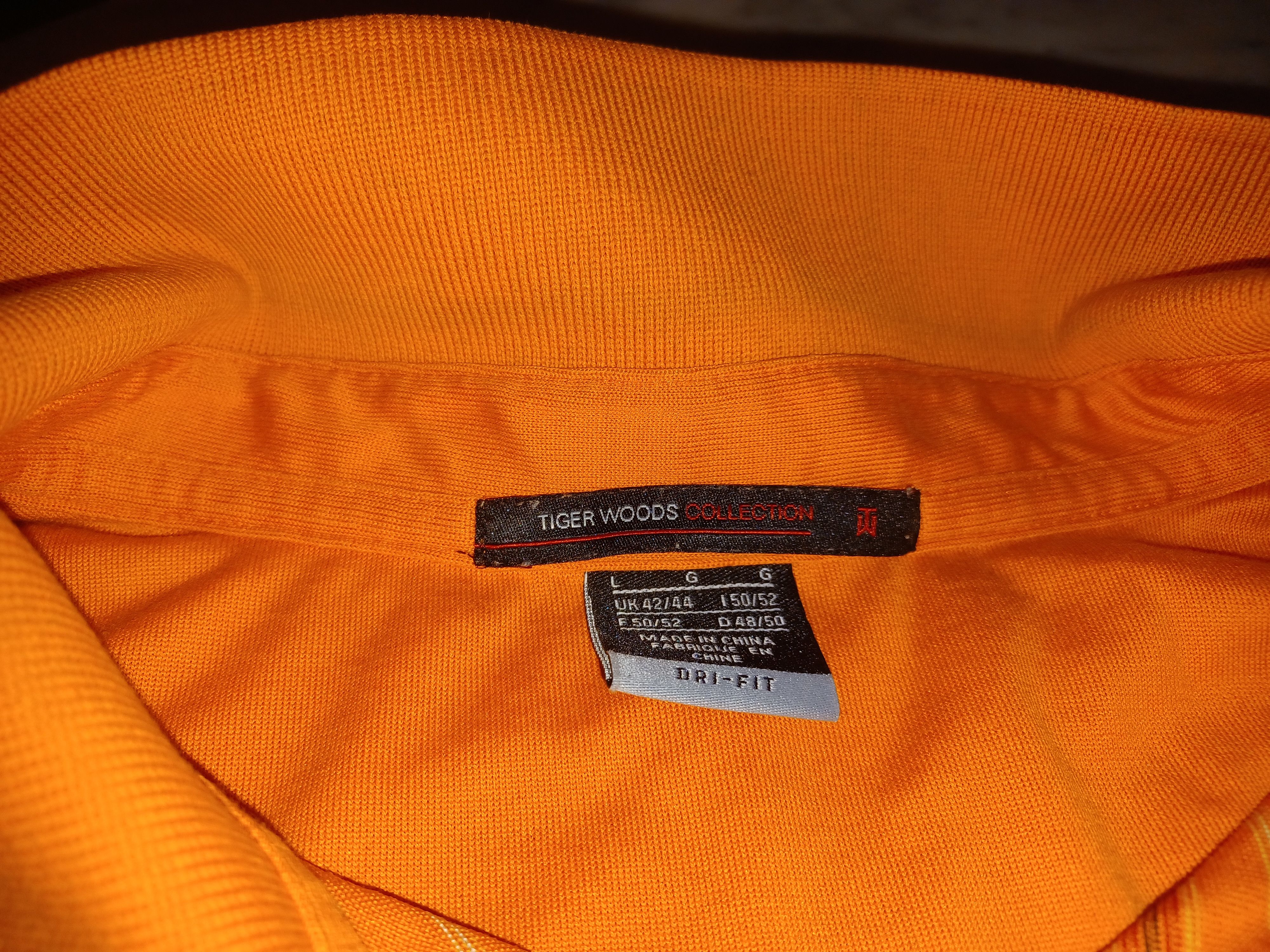 Other Tiger Woods Men's Polo Shirt Large Orange Stripes Size US L / EU 52-54 / 3 - 4 Thumbnail
