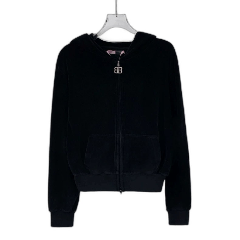 Balenciaga Balenciaga Black Logo Hoodie with Rhinestones Size XL / US 12-14 / IT 48-50 - 1 Thumbnail