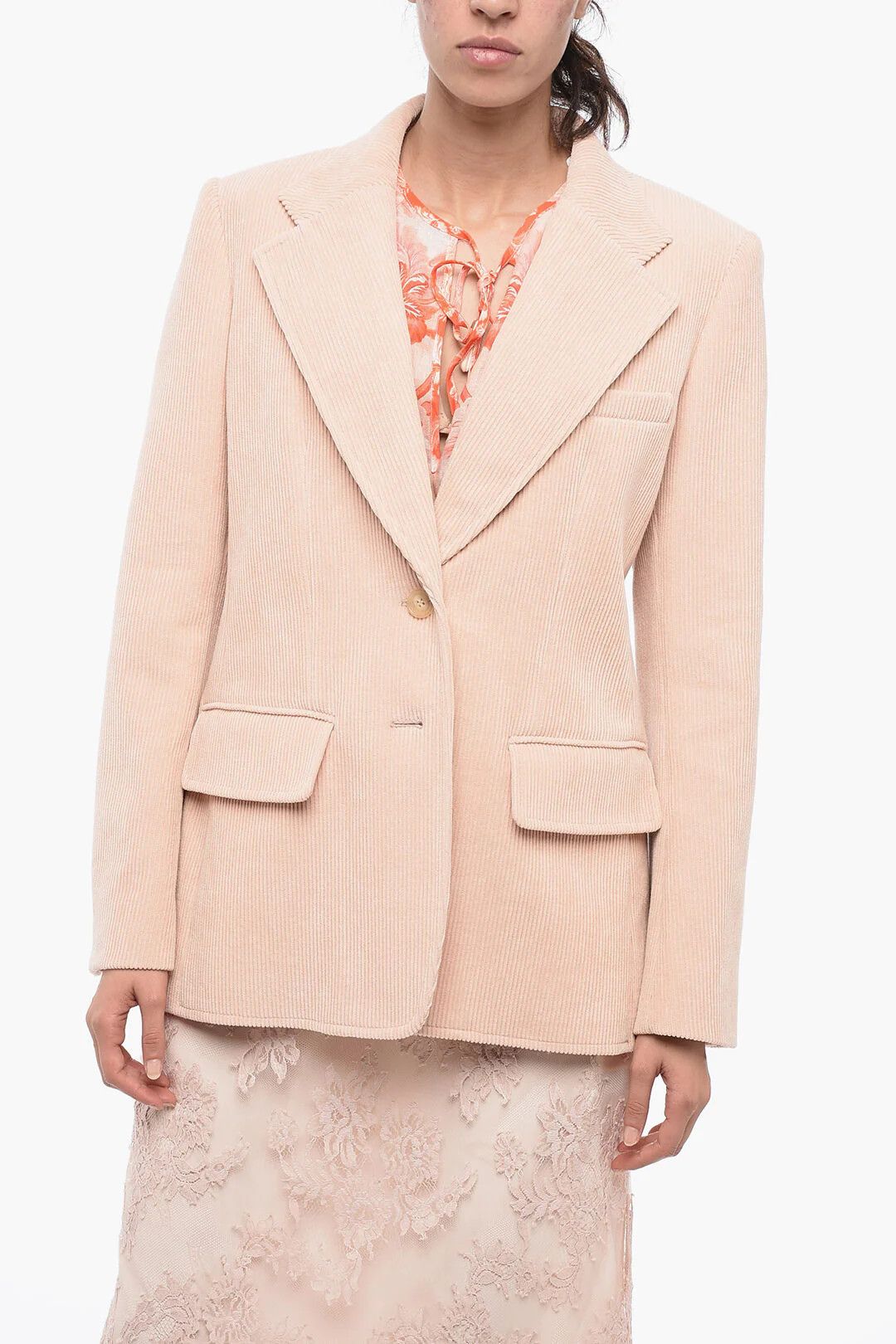 Chloe og1mm0426 Ribbed Blazer in Pink Size S / US 4 / IT 40 - 1 Thumbnail