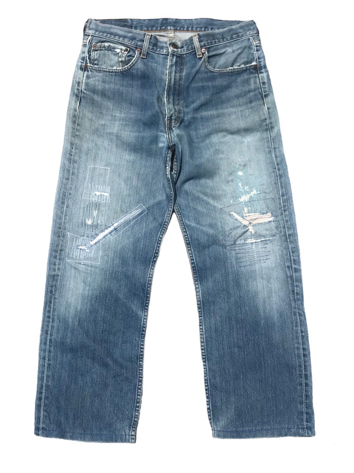 image of Distressed Denim x Levis Vintage Thrash Levi’S 512 Grunge Style Denim in Blue, Men's (Size 33)