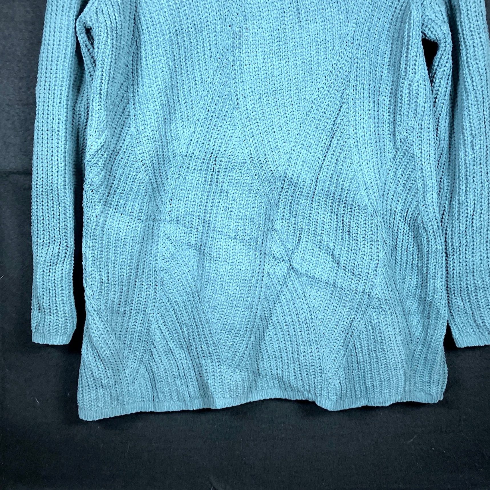J. Jill J. Jill Sweater Blue Chenille Cable Knit Petite Long Sleeve Tunic MP, Pullover, Knit, Solid, Relaxed Fit, Petite, Women Size M / US 6-8 / IT 42-44 - 3 Thumbnail