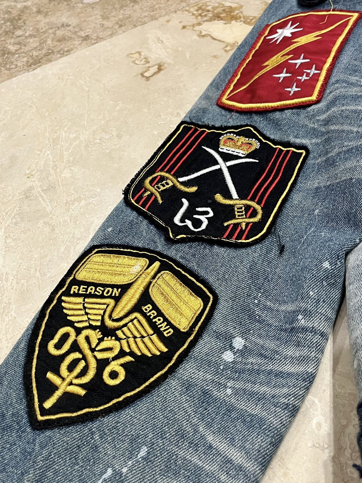 Reason CRAZY Y2K Reason Patched Distressed Denim Jacket Size US S / EU 44-46 / 1 - 9 Thumbnail