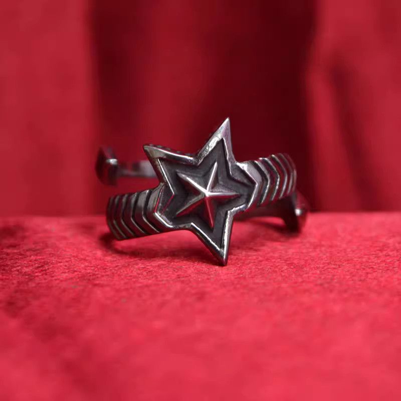 Jewelry Star Hip-hop Jewelry Rings Open Size Chrome Ring (Size 7-13) Size ONE SIZE - 1 Thumbnail