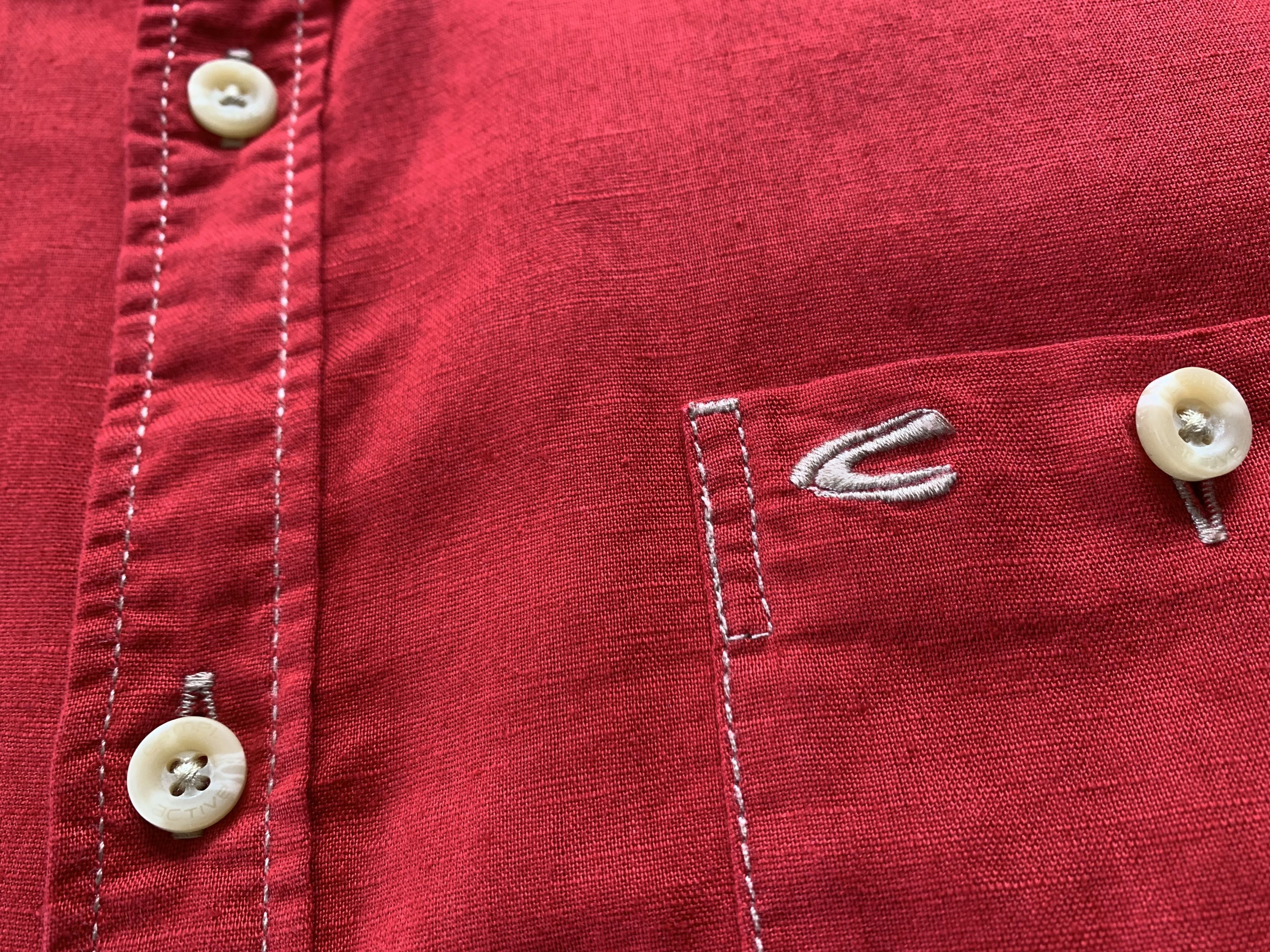 camel active Camel Active Linen Blend Regular Fit Red Button Up Shirt Size US XL / EU 56 / 4 - 6 Thumbnail