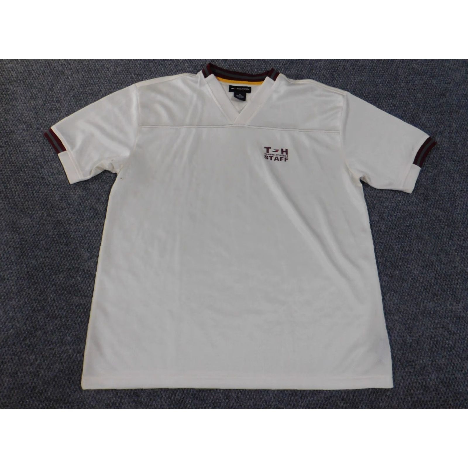 Tommy Hilfiger VINTAGE Tommy Hilfiger Shirt XL White Mens Athletics Stretch Retro Y2K Size US XL / EU 56 / 4 - 5 Thumbnail