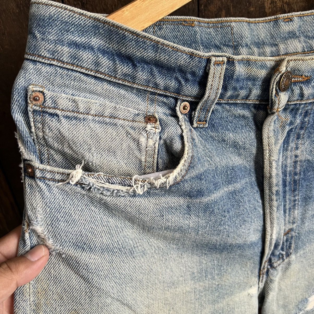 Levi's × Vintage Vintage Levis 505 Distressed Denim Jeans Size US 32 / EU 48 - 6 Thumbnail
