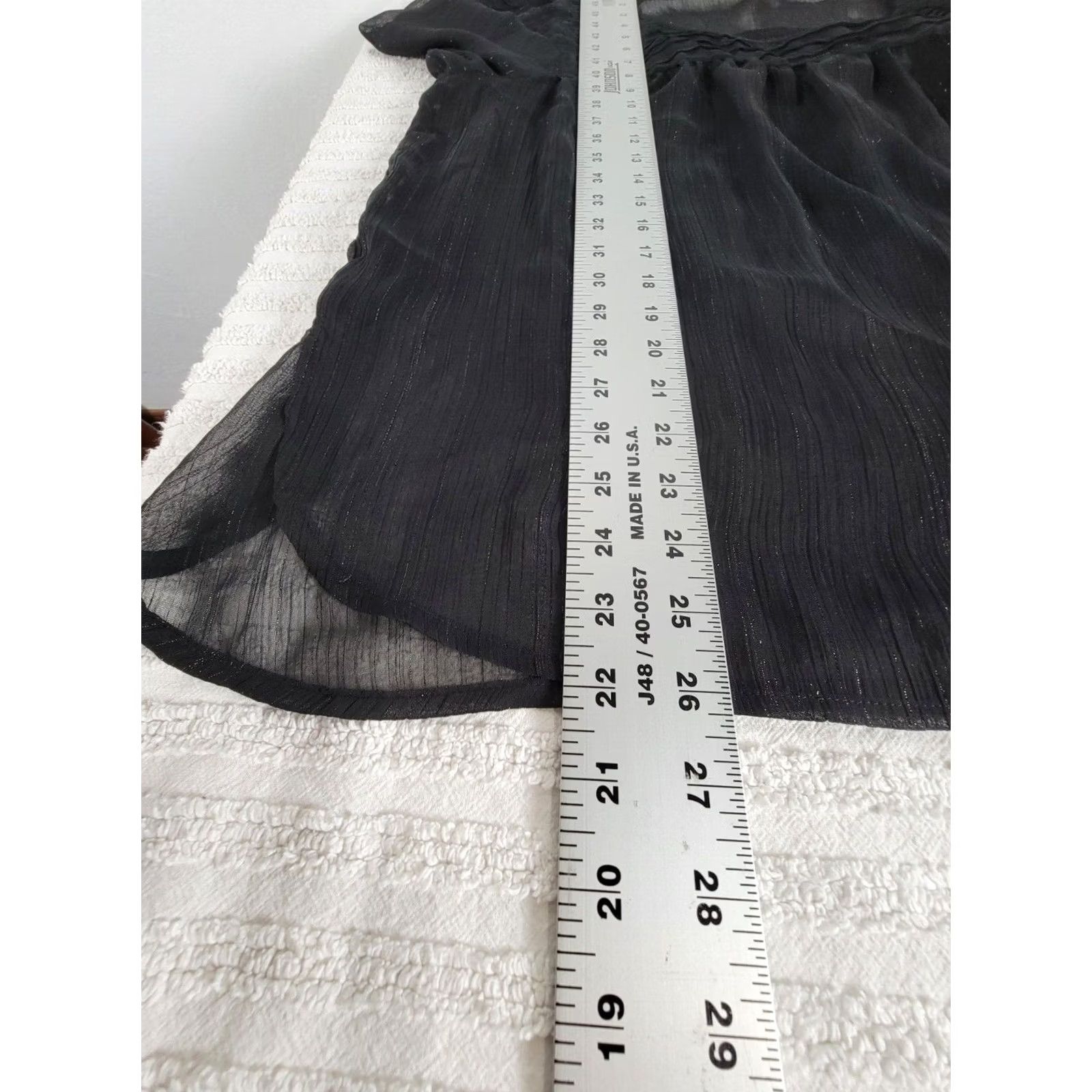 Vintage LC Lauren Conrad Blouse XL Black Metallic Sheer 3/4 Sleeve Side Slits New Womens Size XL / US 12-14 / IT 48-50 - 8 Thumbnail