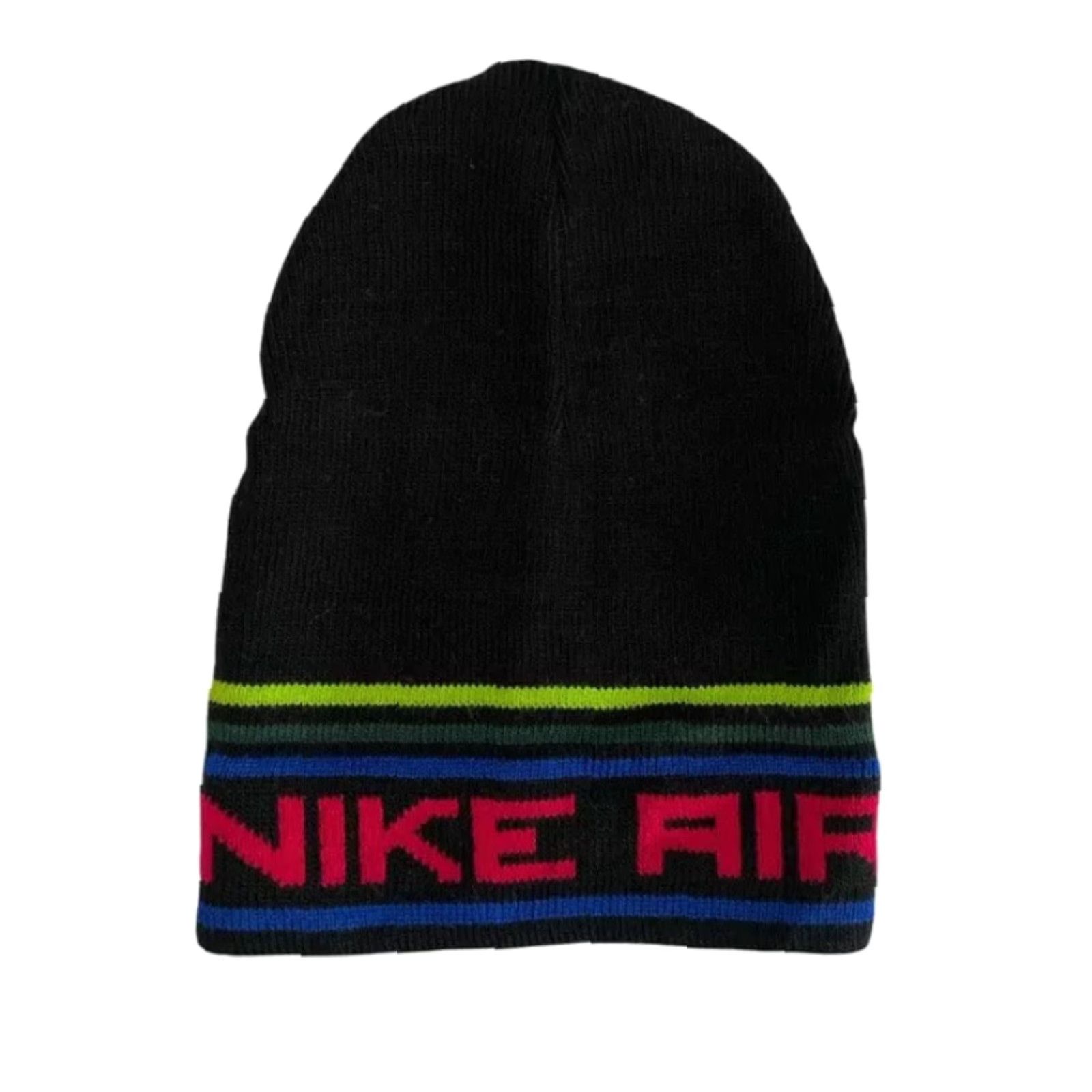 Nike VINTAGE Nike Air Skull Cap Beanie Winter Hat OSFM Unisex Adults Black 90s Deadstock NWOT NOS Striped 90s theme Girls Mens Boys Size ONE SIZE - 2 Thumbnail