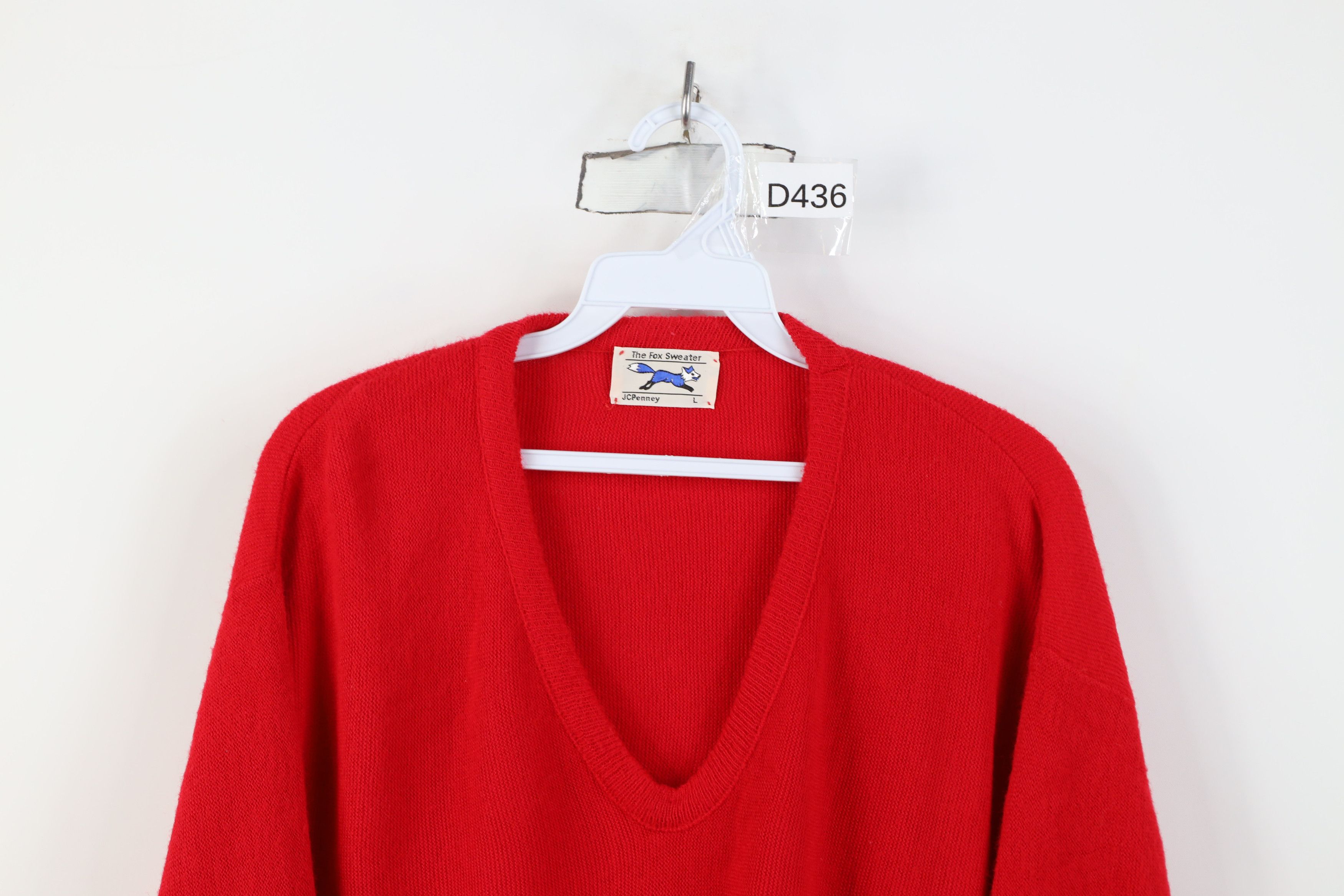 Vintage Vintage 70s Streetwear Knit V-Neck Sweater Red Acrylic USA Size US L / EU 52-54 / 3 - 2 Thumbnail