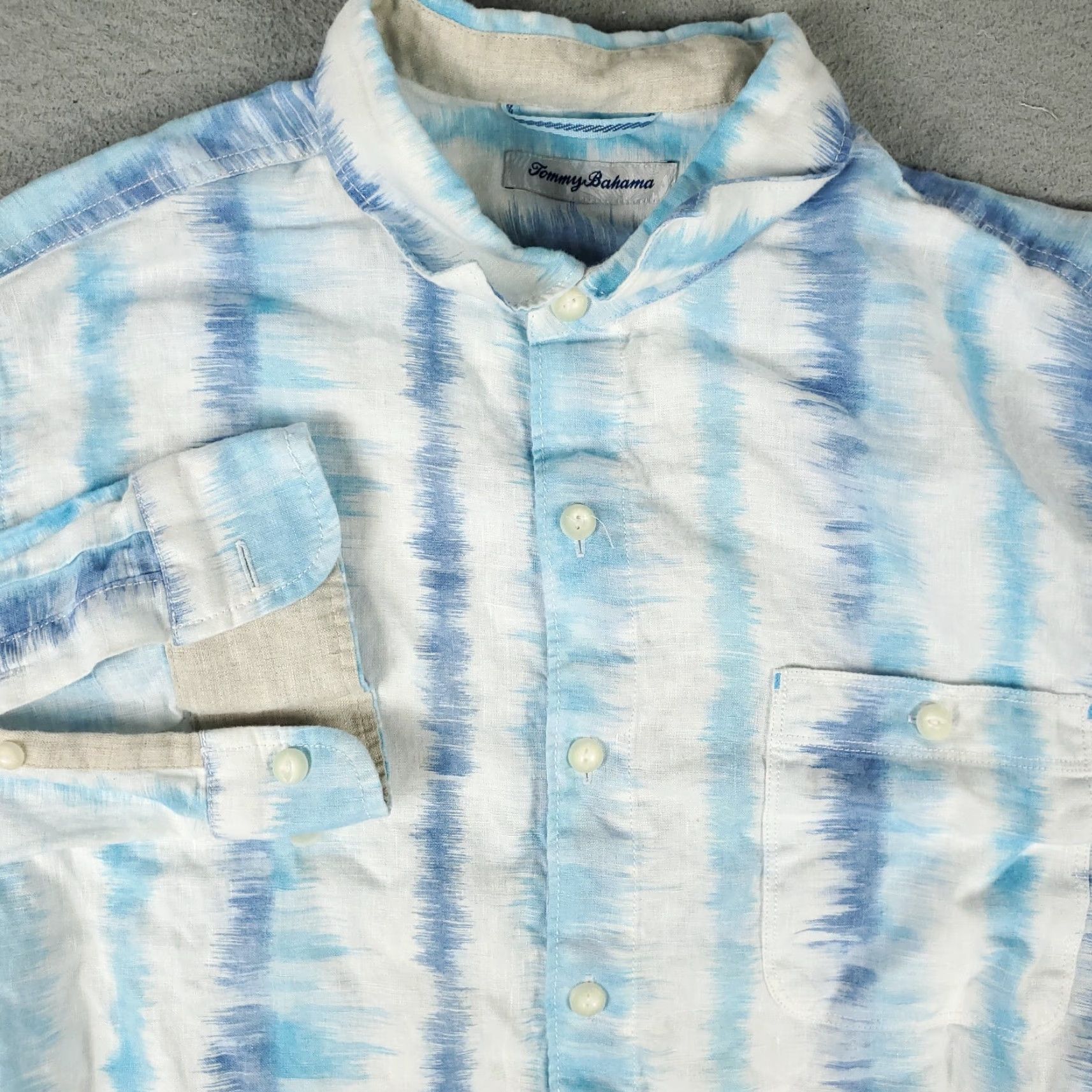 Tommy Bahama Tommy Bahama Shirt Mens Large Blue Striped Linen Blend Button-Up Long Sleeve Shirt Global Classic Casual Vintage-Free Size US L / EU 52-54 / 3 - 2 Thumbnail