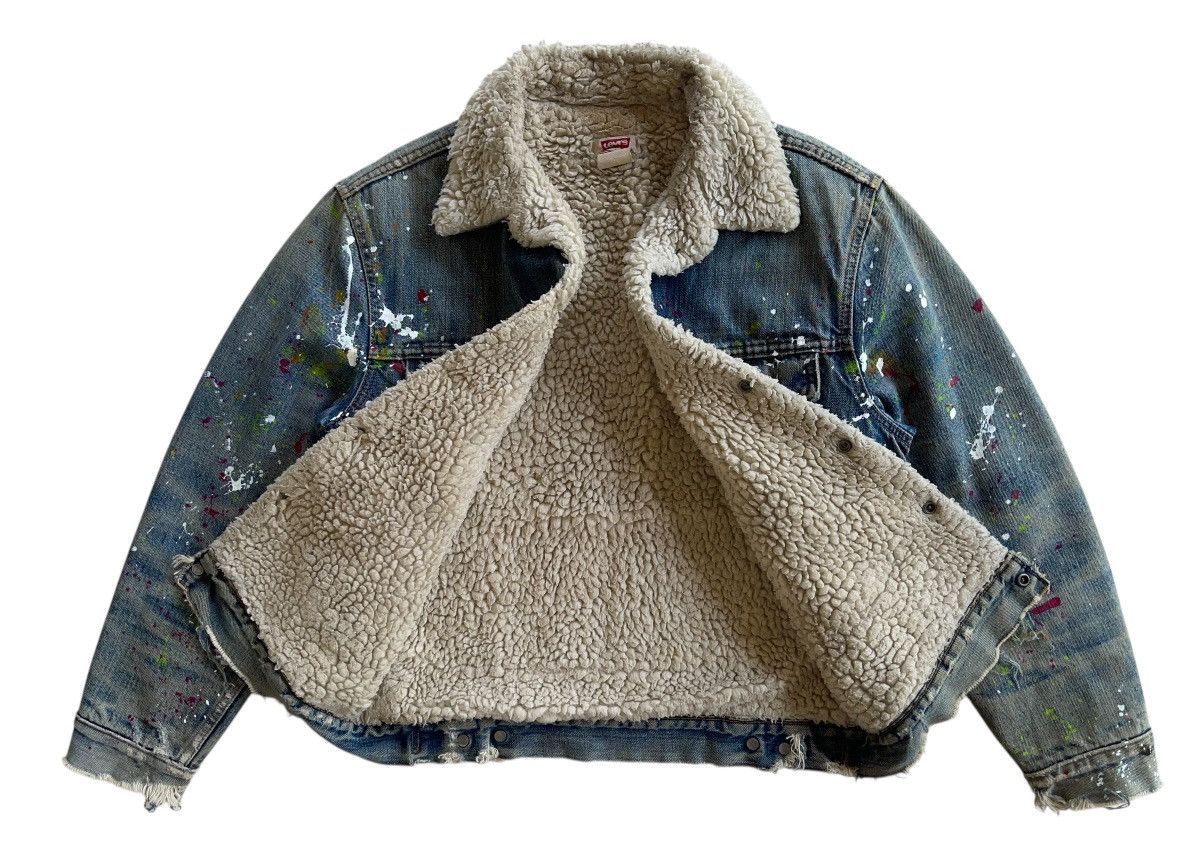 Levi's Vintage Clothing SICK❗️70s Levis Sherpa Paint Splatter Trucker Denim Jacket Size US S / EU 44-46 / 1 - 17 Thumbnail