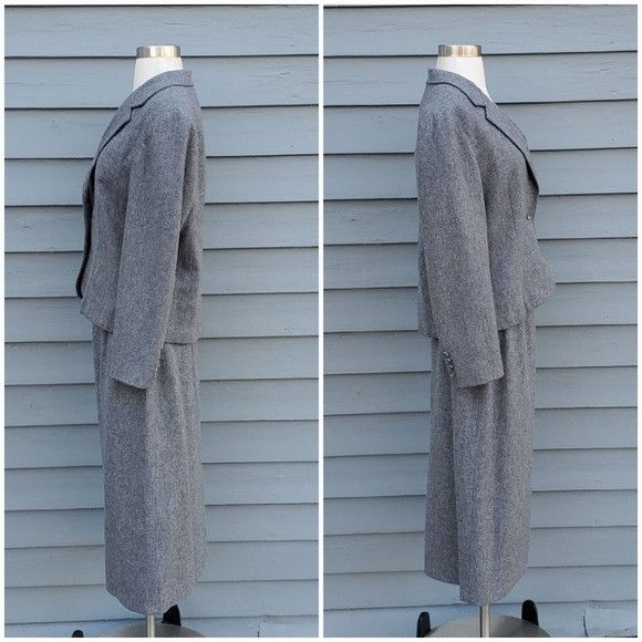 Designer × Vintage Vintage 80s Retro Preppy Acadamia Gray Wool Blend Suit Set Size 28" / US 6 / IT 42 - 3 Thumbnail