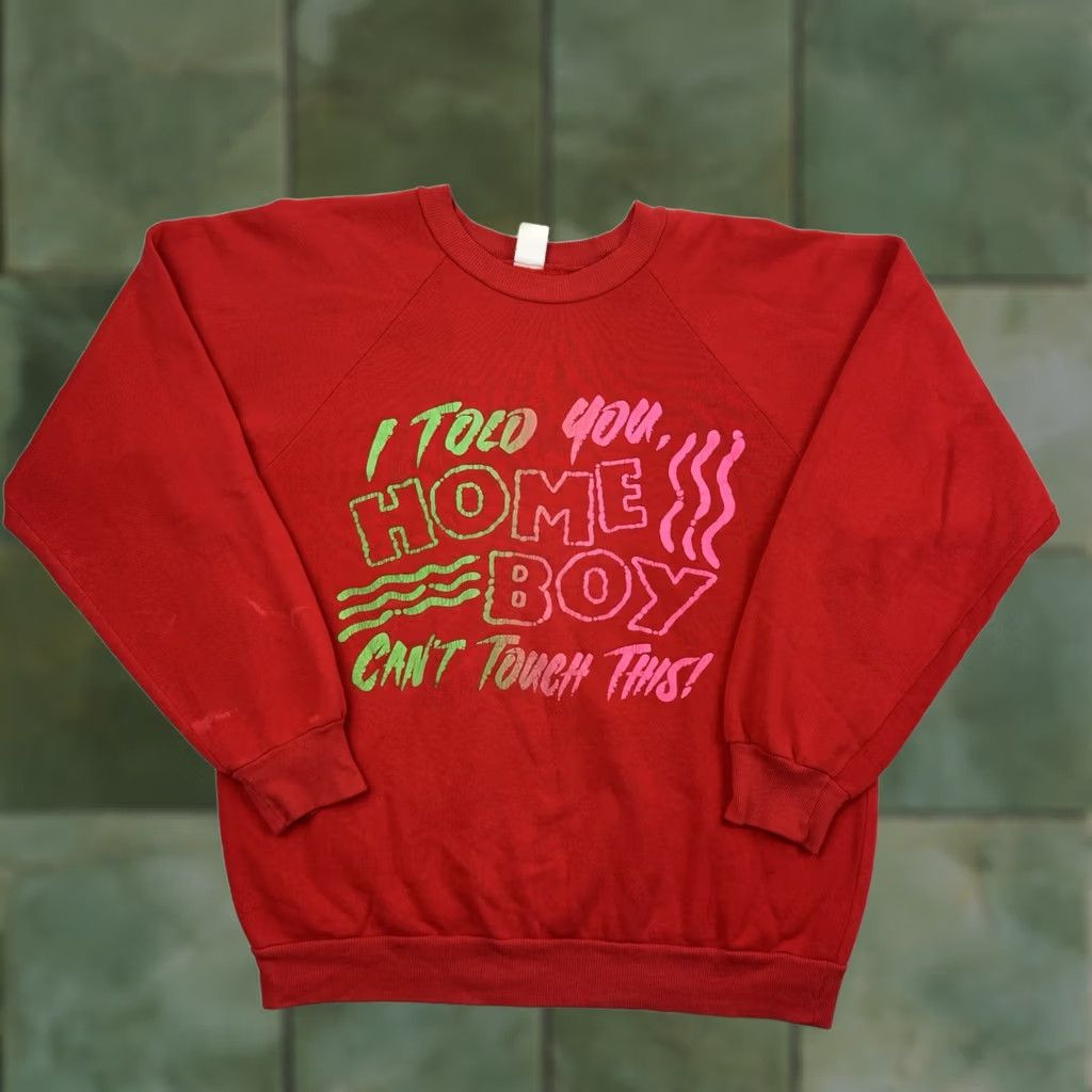 Vintage VINTAGE Home Boy Can’t Touch This Funny Sweatshirt Adult Large Red USA 80s Mens Sweatshirt Size US L / EU 52-54 / 3 - 1 Thumbnail