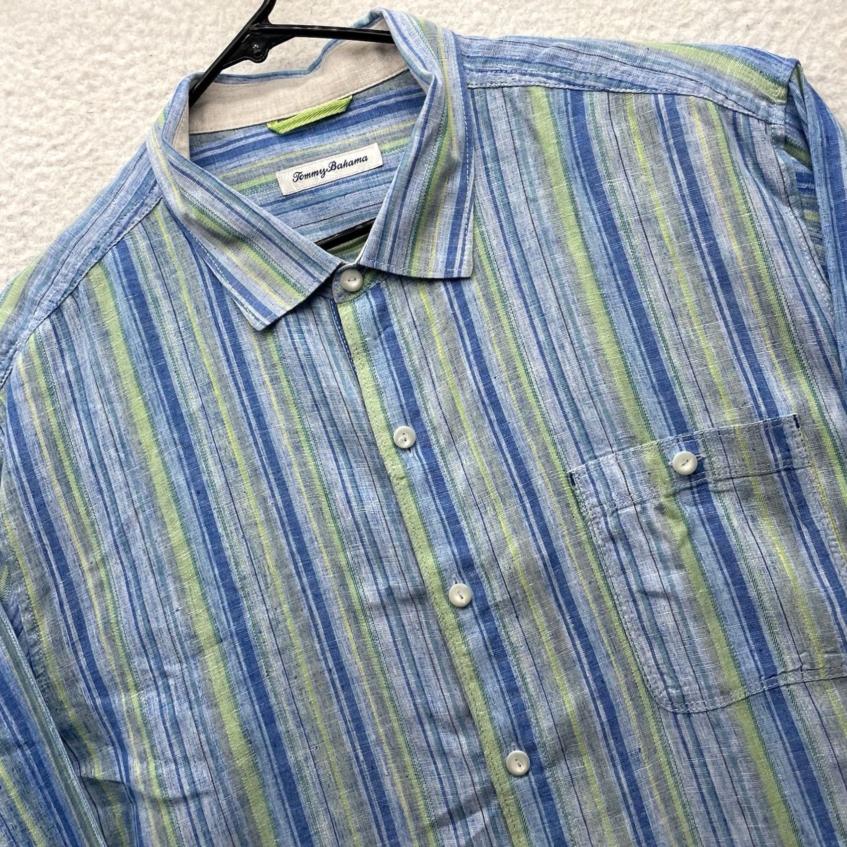 Tommy Bahama Tommy Bahama Shirt Mens 2XL Multicolor Striped Linen Blend Button Up Collared Beach Casual) (No, remove parenthesis) Size US XXL / EU 58 / 5 - 2 Thumbnail