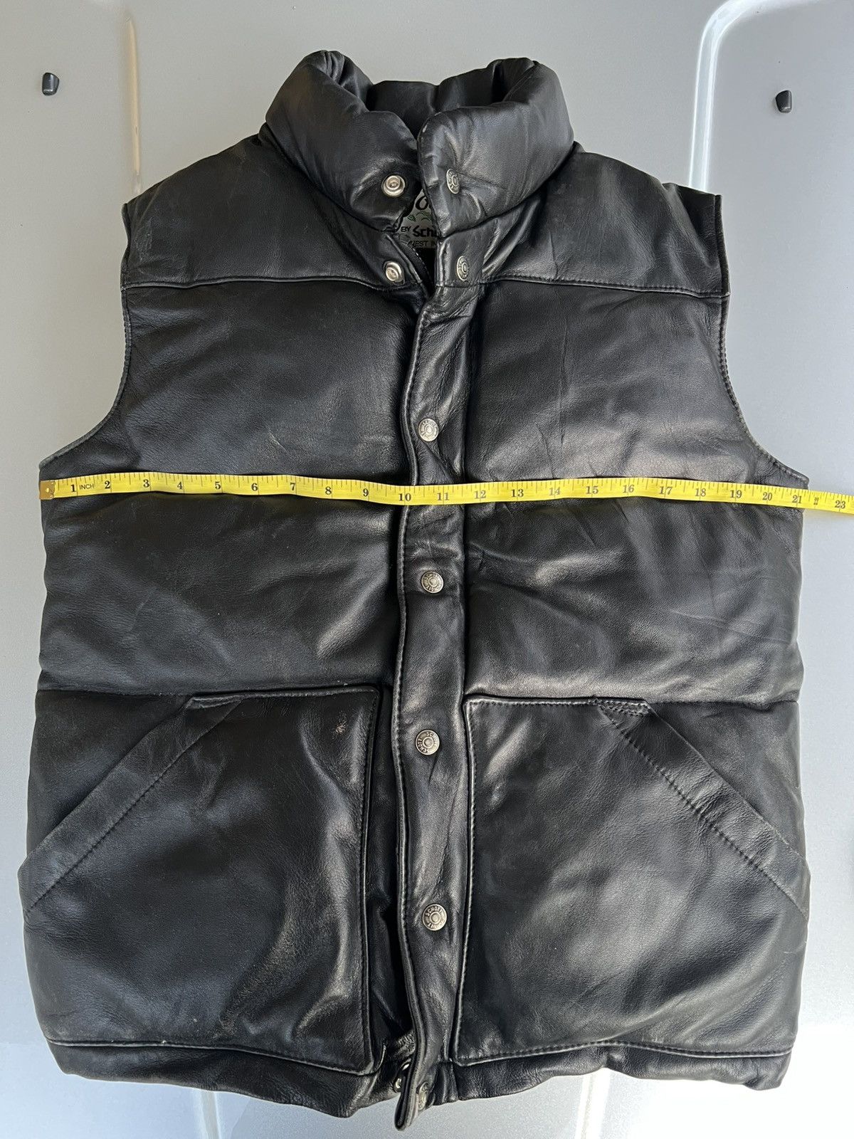Vintage SCHOTT VEST LEATHER BUTTON ZIPPER Size US M / EU 48-50 / 2 - 11 Thumbnail