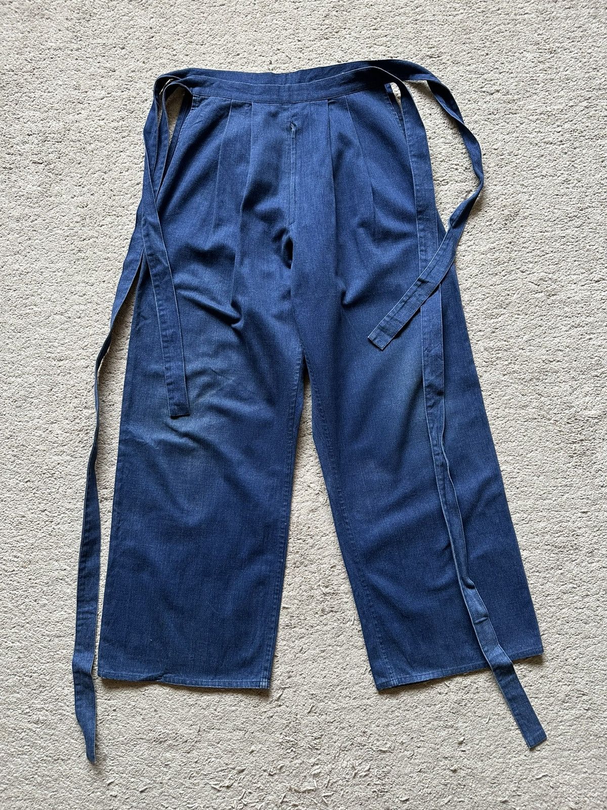 Japanese Brand 1990s Japanese Blue Denim Umanori hakama Pant Size US 29 - 3 Thumbnail
