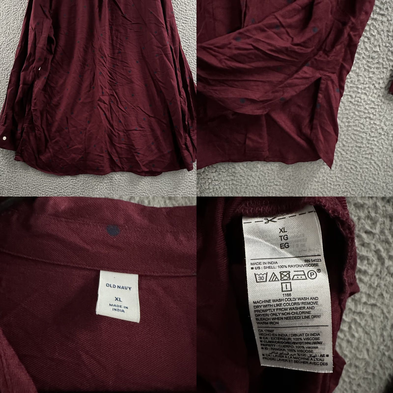Old Navy Old Navy Women Top XL Tunic Length Red Blue Multicolor Polka Dot Long Sleeve 100% Rayon Button-Up Size XL / US 12-14 / IT 48-50 - 8 Thumbnail