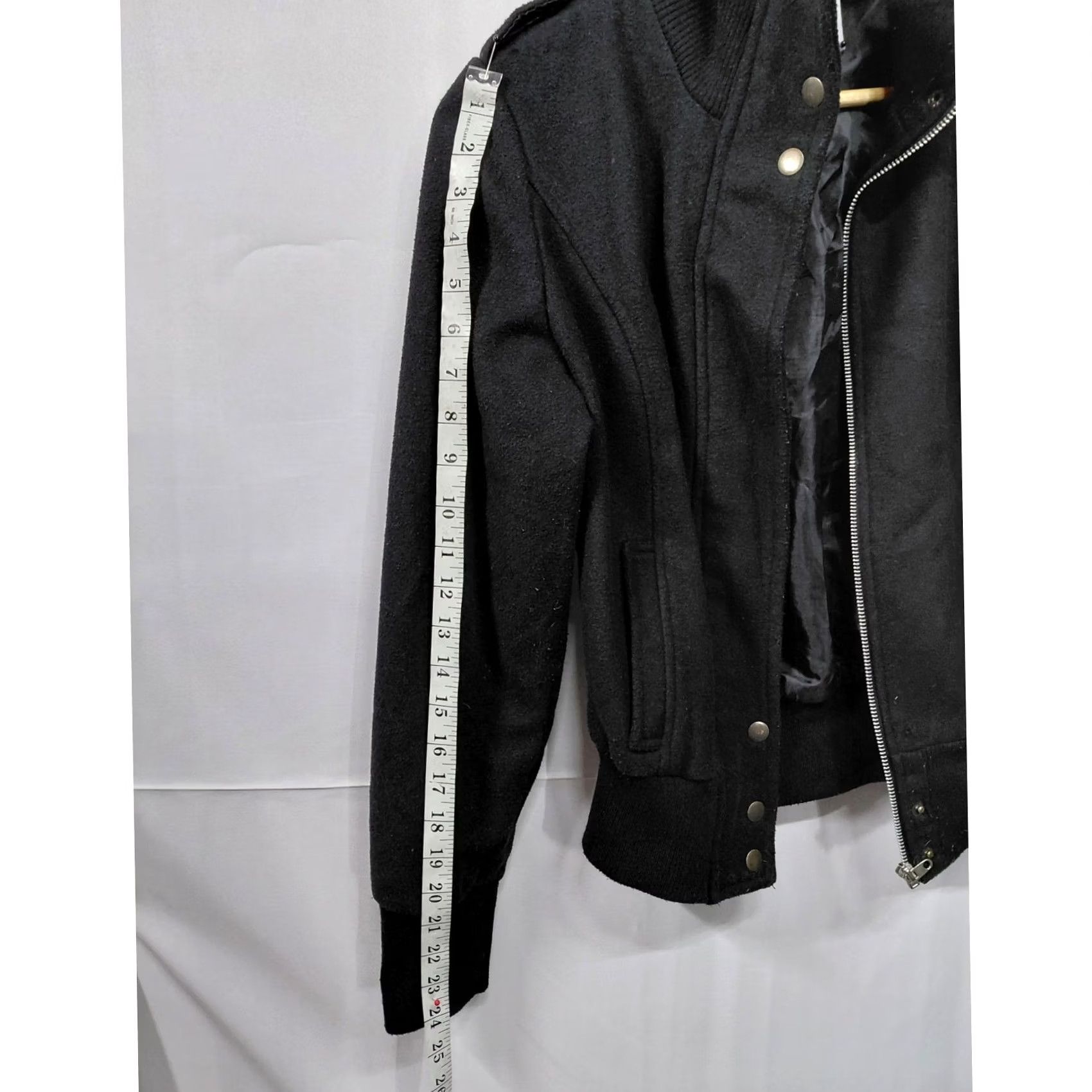 Vintage Voice Bomber Jacket - Black Wool Blend Size M / US 6-8 / IT 42-44 - 4 Thumbnail
