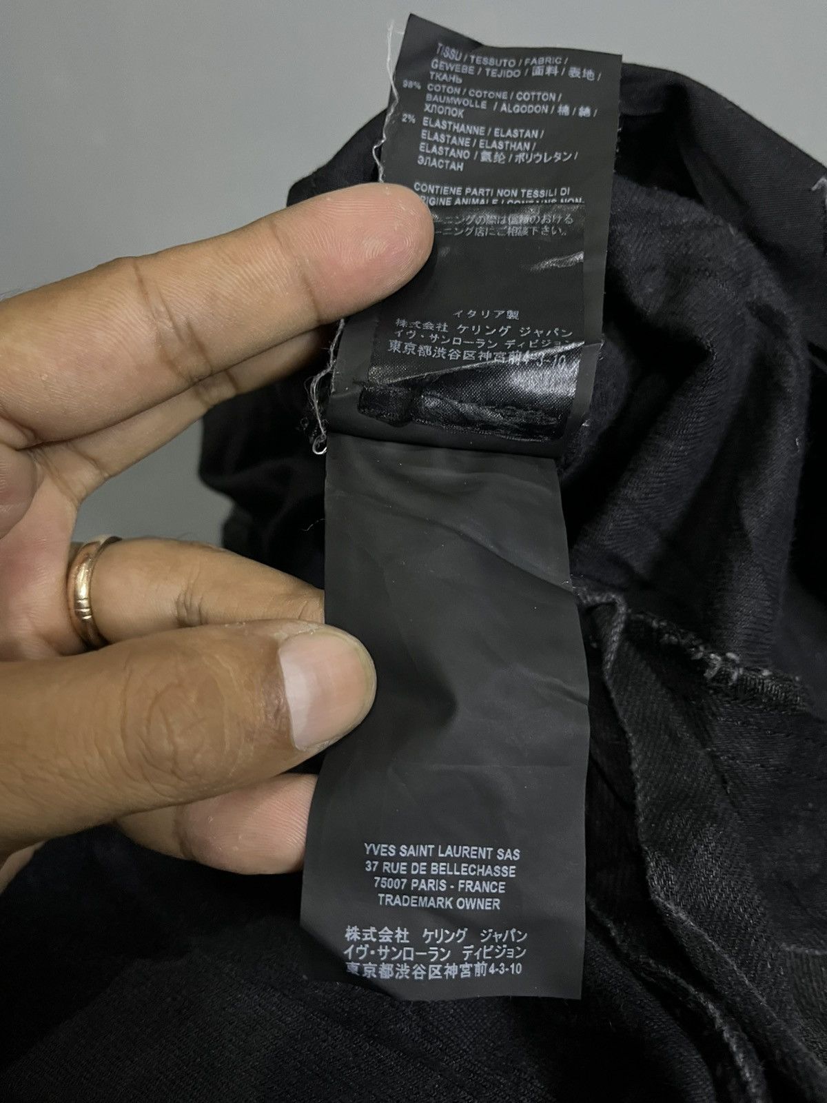 Saint Laurent Paris Black Raw Skinny Jeans Size 24" / US 00 / IT 34 - 11 Thumbnail