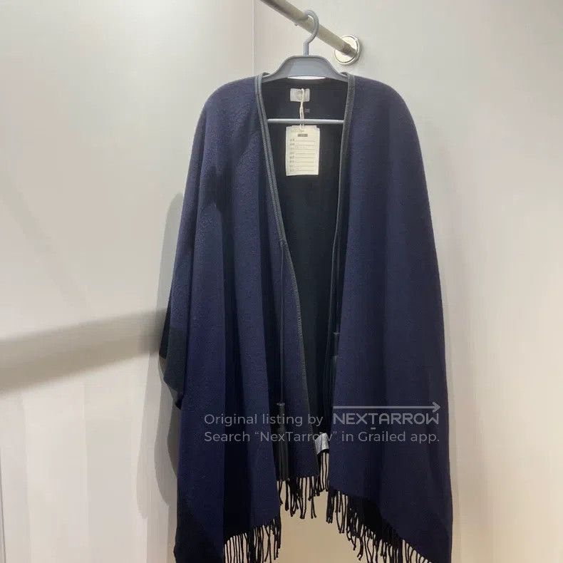 Hermes Hermes Double-sided fringed cloak shawl Size ONE SIZE - 1 Thumbnail