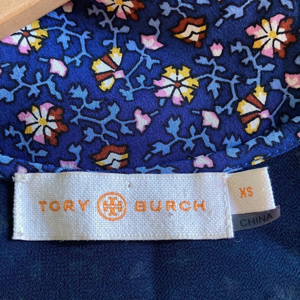 Tory Burch Tori Burch Womens Size XS Blue Floral Silk Mini Sheath Dress Size XS / US 0-2 / IT 36-38 - 2 Thumbnail