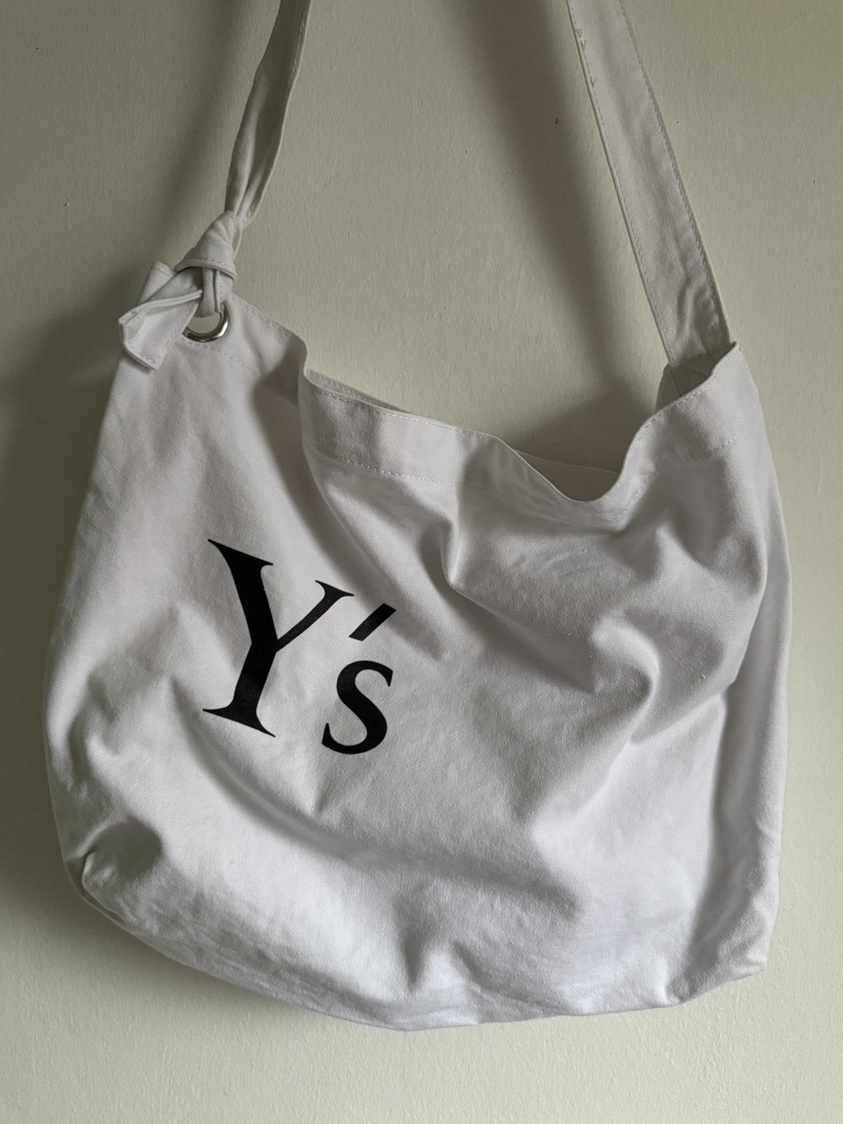 Yohji Yamamoto Y's Yohji Yamamoto Logo Printed Canvas White sling bag Size ONE SIZE - 2 Thumbnail