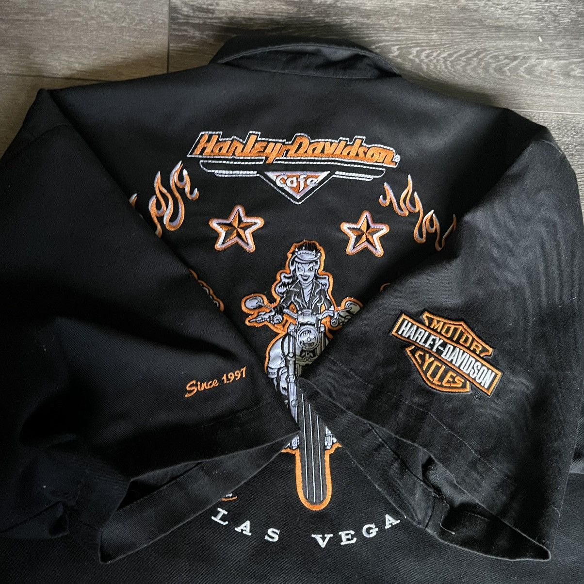 Harley Davidson Vintage Y2K Harley Davidson Cafe Las Vegas S/S Button Shirt Size US L / EU 52-54 / 3 - 4 Thumbnail