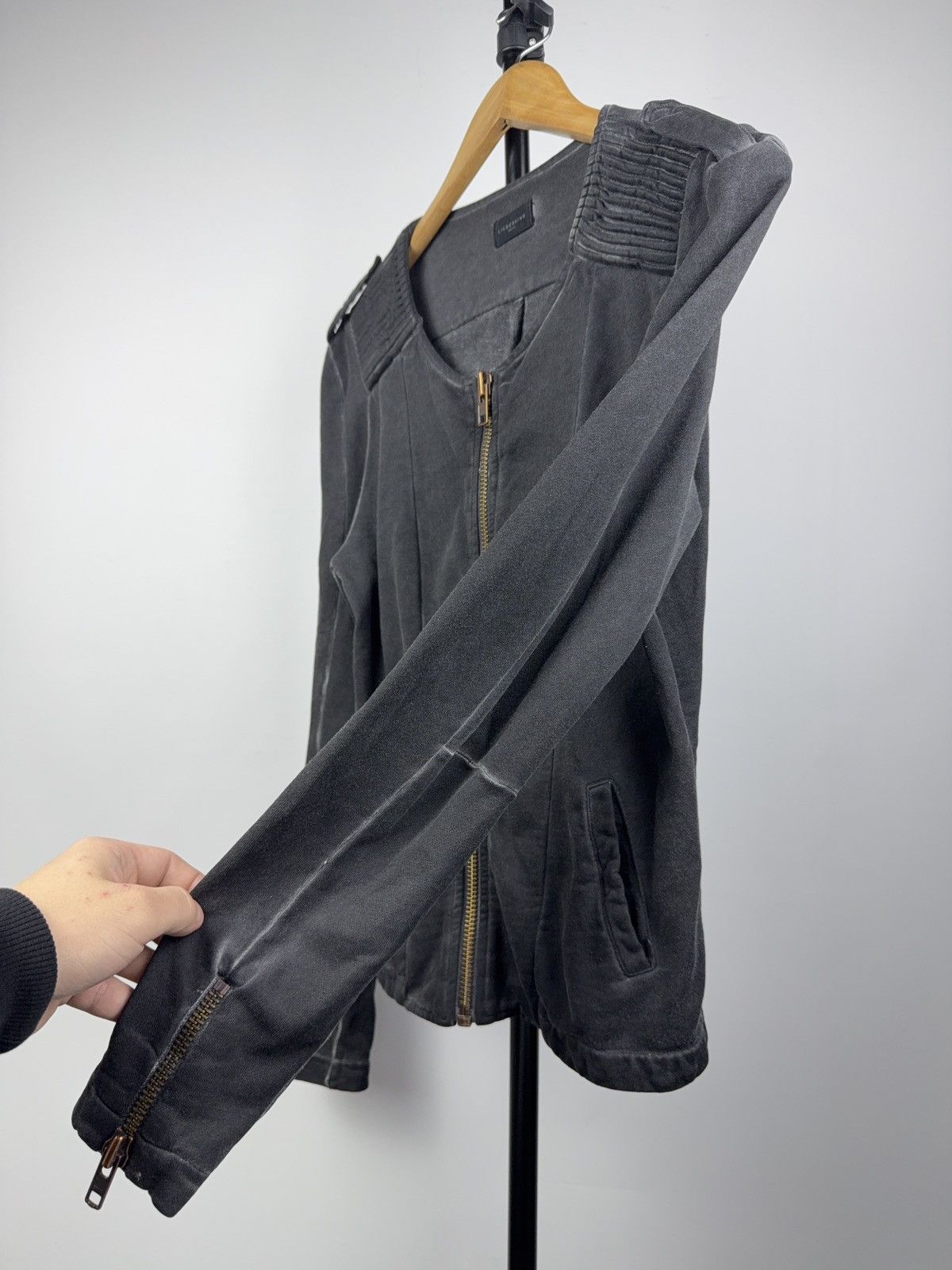 LIEBESKIND BERLIN Avant Garde Gothic Liebeskind Berlin Gray Moto Zip Jacket Size M / US 6-8 / IT 42-44 - 7 Thumbnail