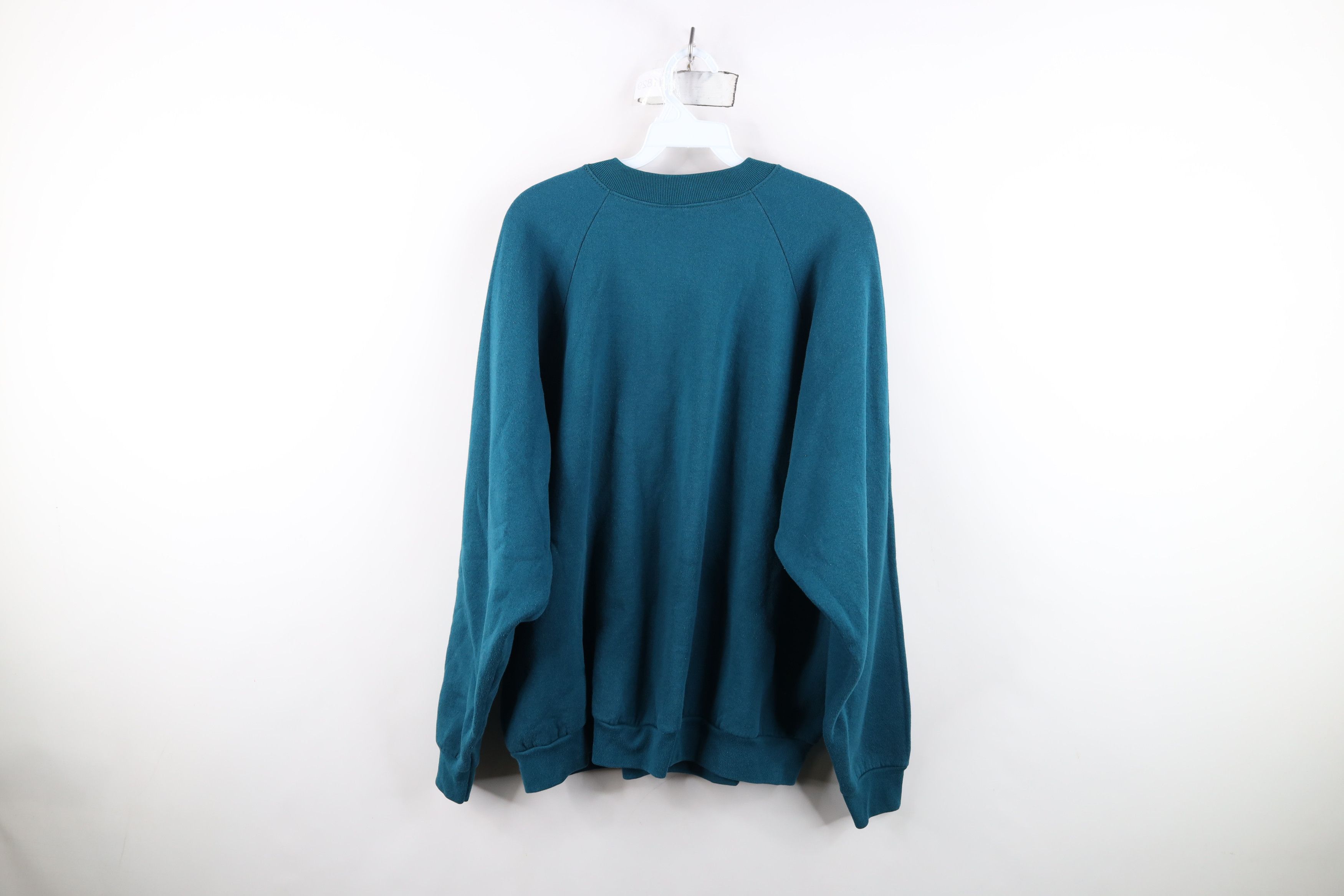 Vintage Vintage 90s Streetwear Heavy Crewneck Sweatshirt Teal USA Size XXL / US 16-18 / IT 52-54 - 11 Thumbnail