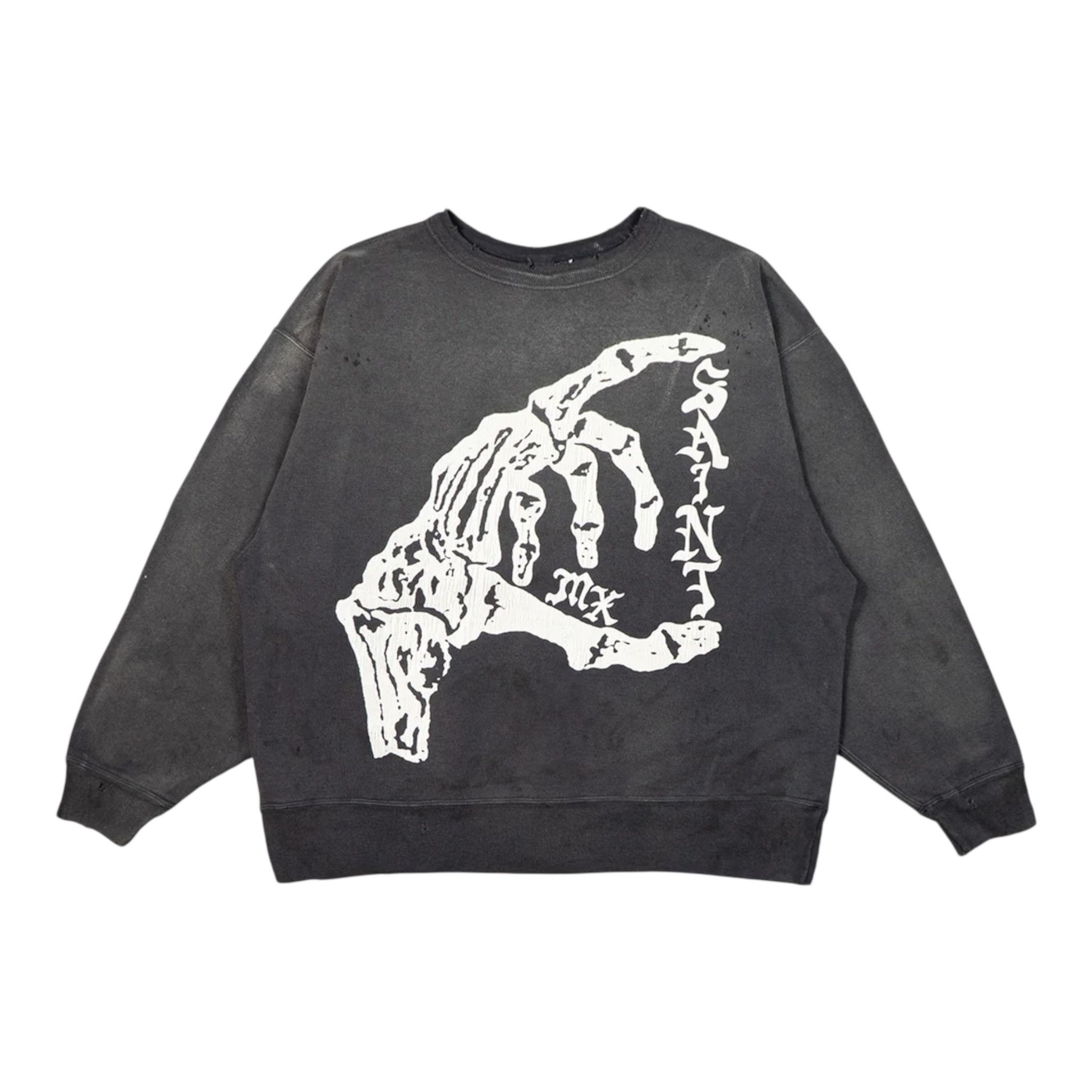 トップス CREW NECK SWEAT SHIRT BONE SAINT / BLACK Bone Saint Crewneck Sweatshirt Black