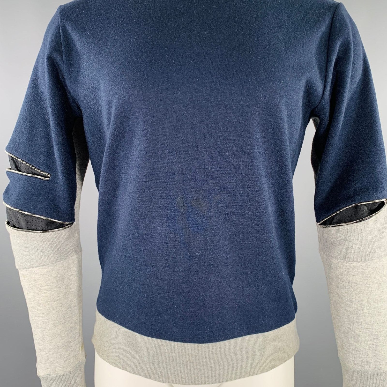 Tim Coppens M Navy Grey Mixed Fabrics Acrylic Blend Sweatshirt Size US M / EU 48-50 / 2 - 2 Thumbnail