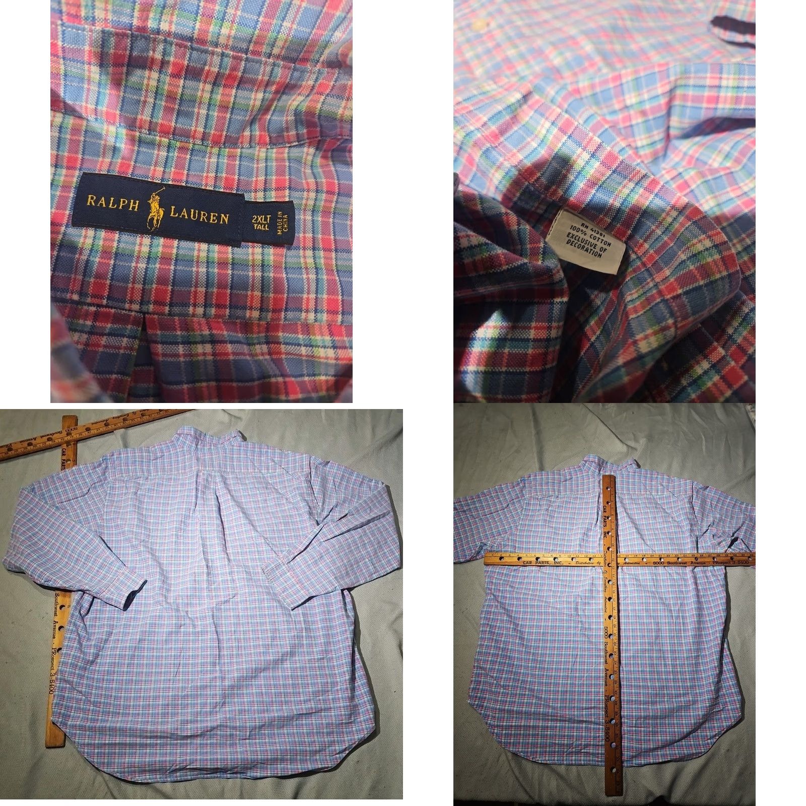 Polo Ralph Lauren Ralph Lauren Shirt Men XXLT 2XLT Blue Plaid Preppy Classic Fit Oxford Pony Shirt Size US XXL / EU 58 / 5 - 8 Thumbnail