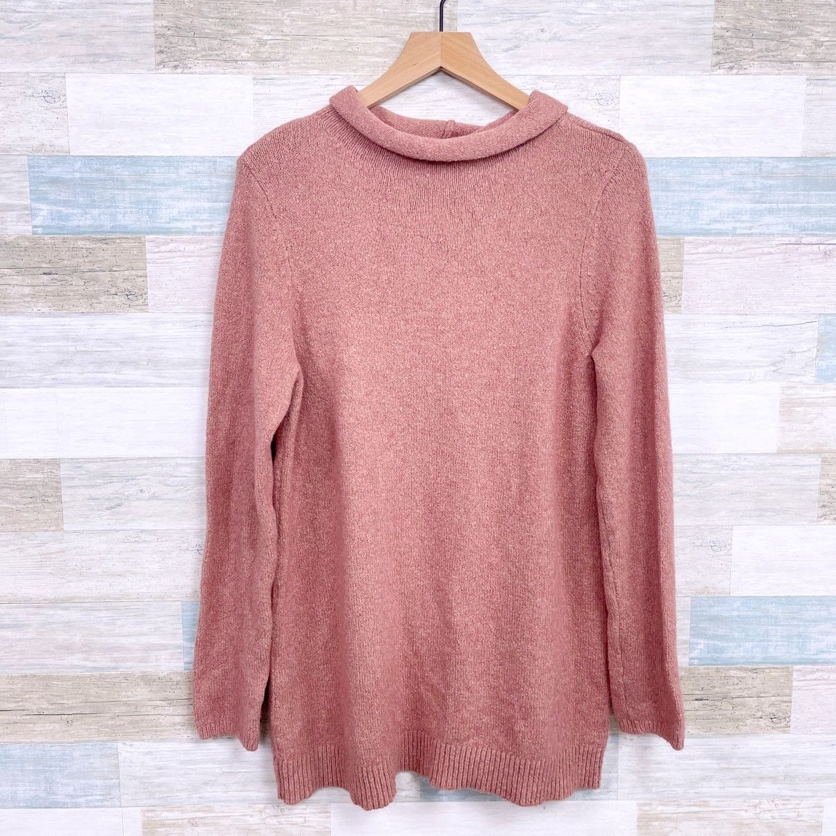 J. Jill J Jill Draped Funnel Neck Sweater Pink Stretch Wool Blend Size M / US 6-8 / IT 42-44 - 1 Thumbnail
