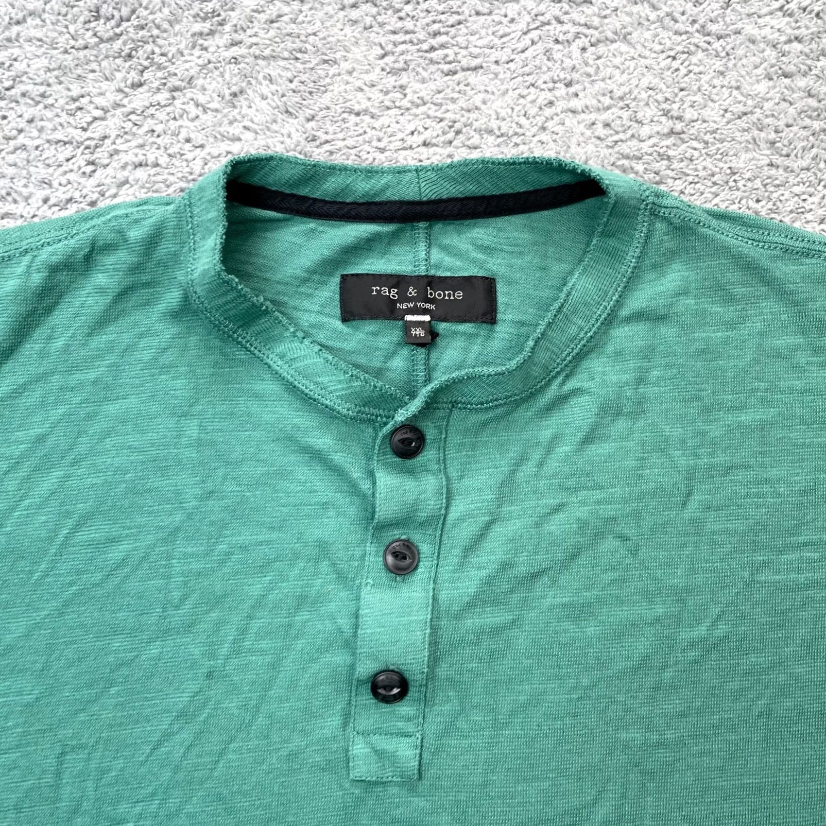 Rag & Bone Rag & Bone Shirt Mens 2XL Green Classic Henley Short Sleeve Cotton Casual Soft Size US XXL / EU 58 / 5 - 3 Thumbnail