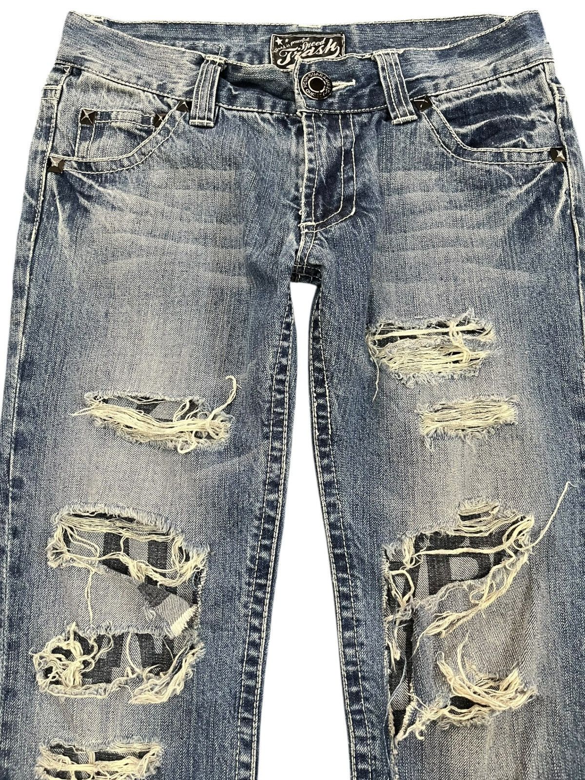 Beauty Beast × Le Grande Bleu (L.G.B.) Vintage Speed Flash Faded Distressed Denim Size US 31 - 2 Thumbnail