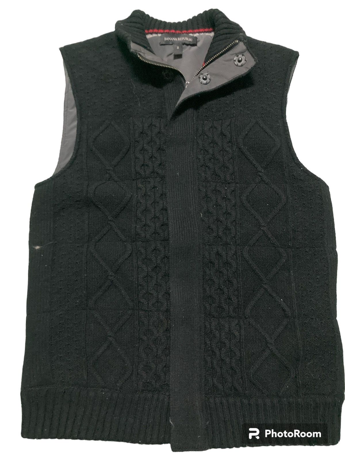 image of Banana Republic Vest Wool in Black, Men's (Size Small)