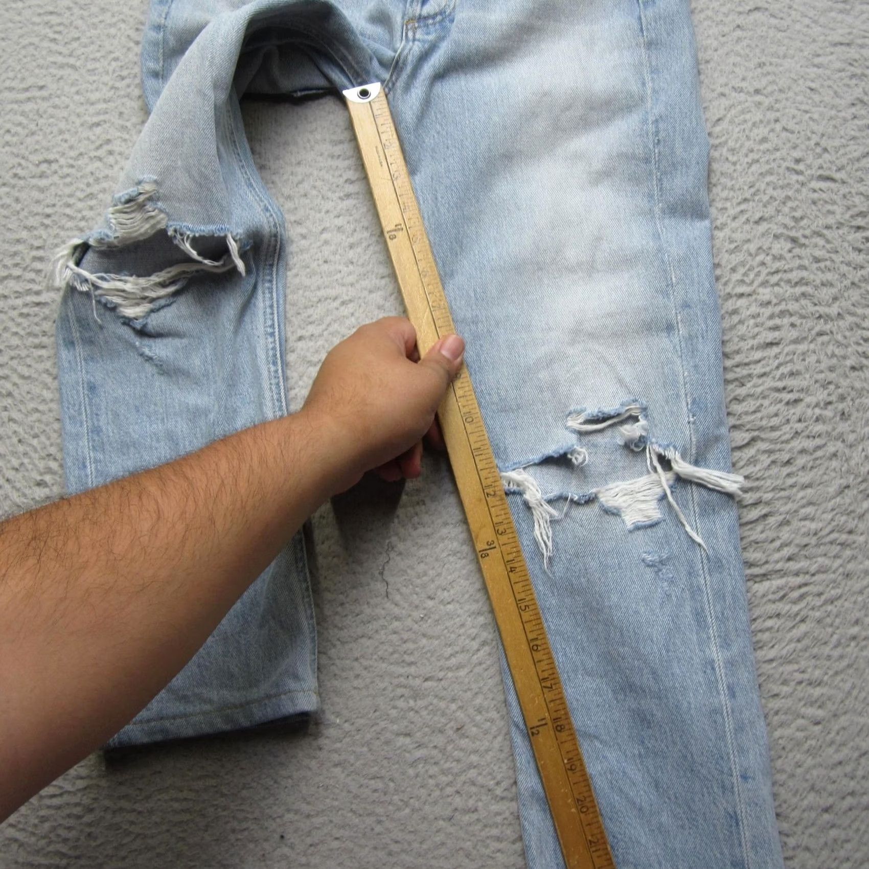 Agolde AGOLDE Riley High Rise Jeans Womens 23 Blue Distressed Straight Crop Denim USA Size 40" / US 18 - 6 Thumbnail