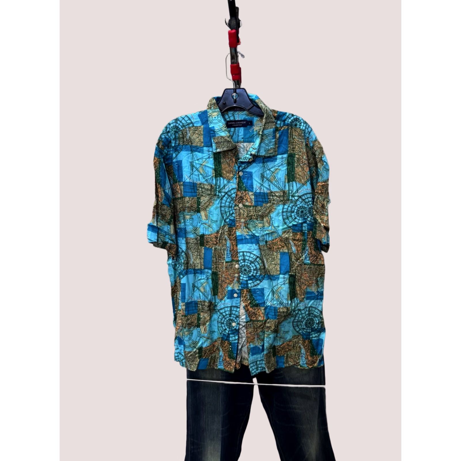 Cremieux Daniel Cremieux SHORT SLEEVE BUTTON UP SHIRT Large L Nautical Artwork Multicolor Mens Size US L / EU 52-54 / 3 - 1 Thumbnail